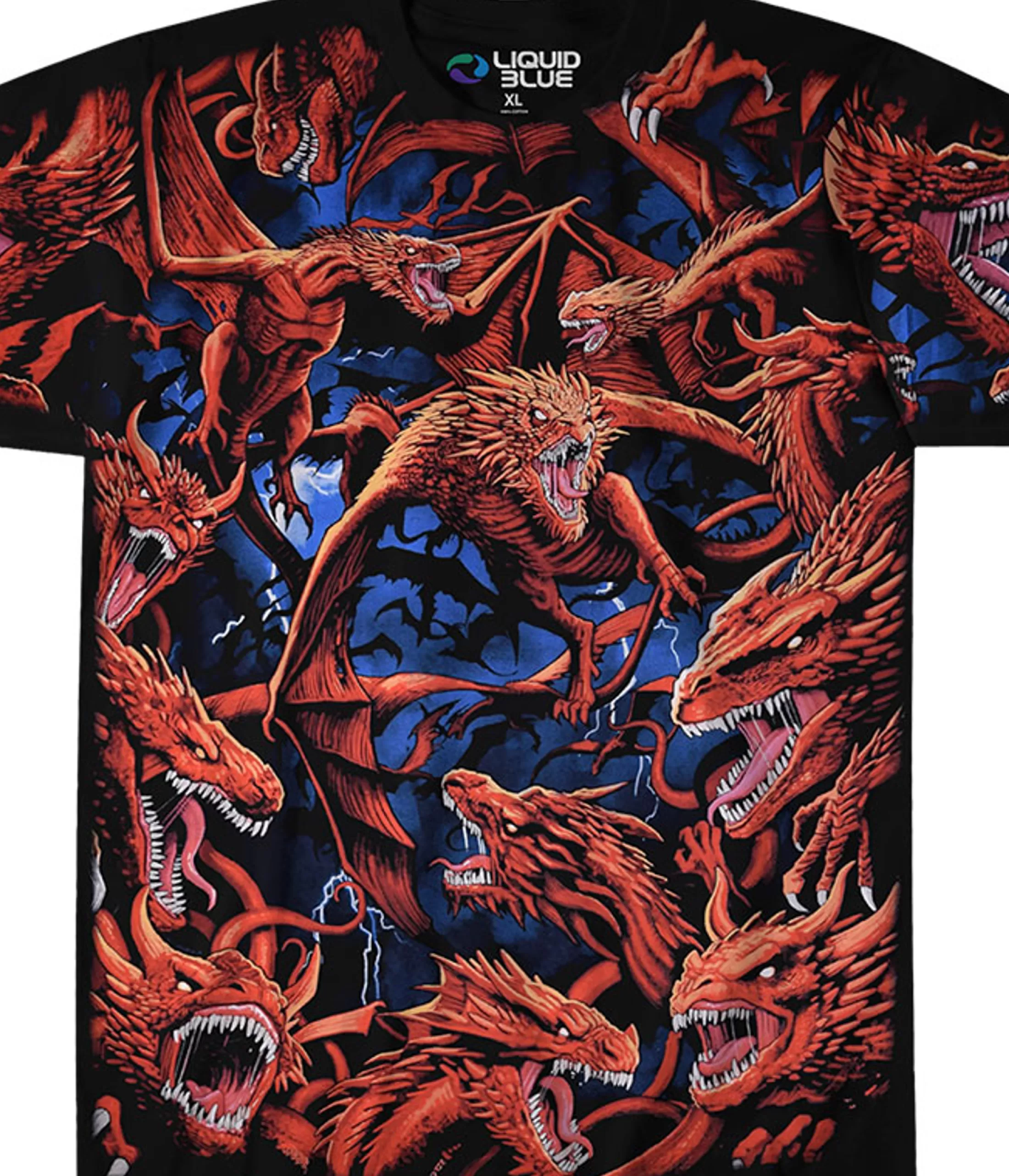 T-Shirt | Dark Fantasy<Liquid Blue Dragon Storm Black T-Shirt