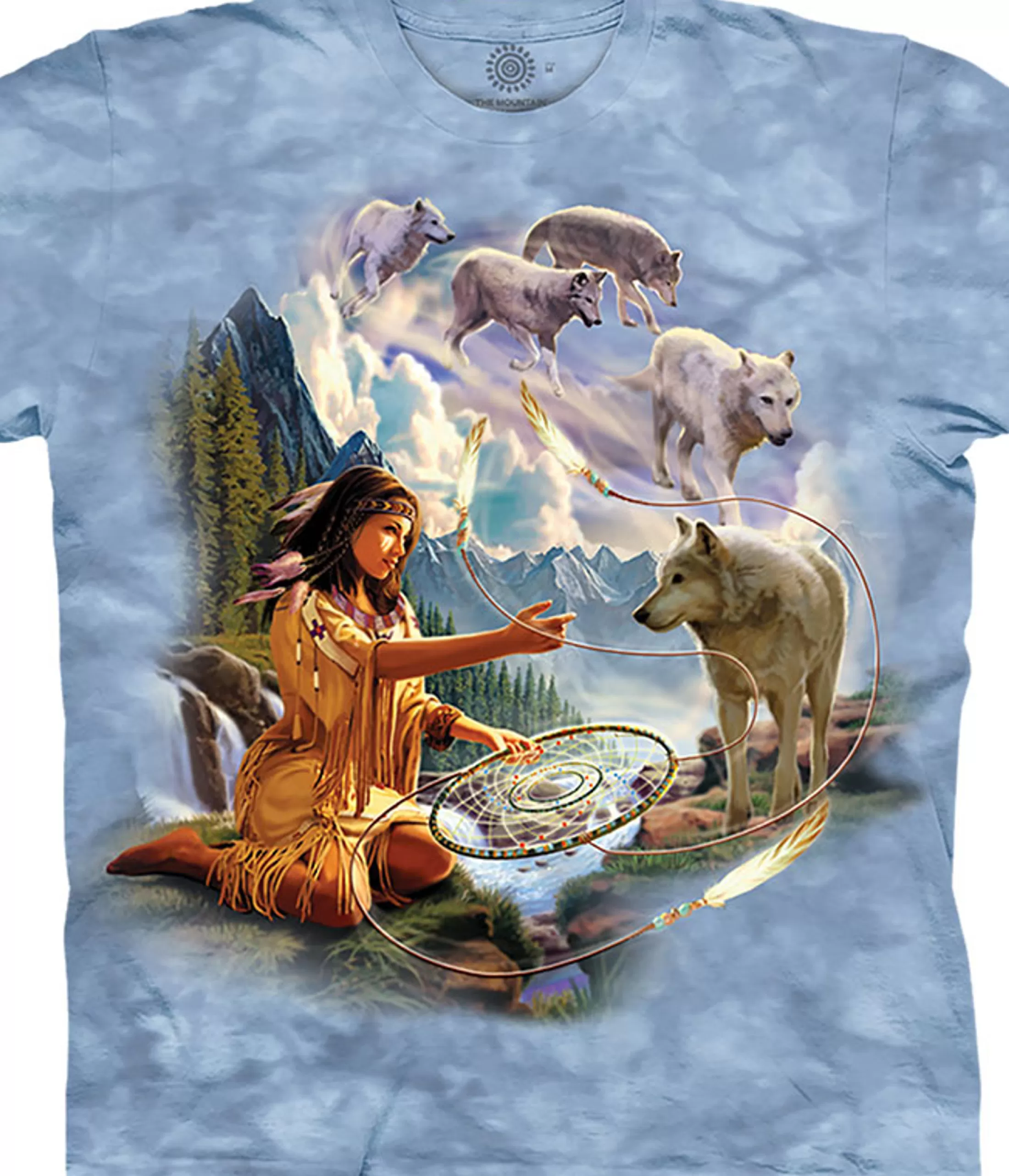 T-Shirt | Wolf Shirt Collection<Liquid Blue Dreams of Wolf Spirit Classic Cotton T-Shirt