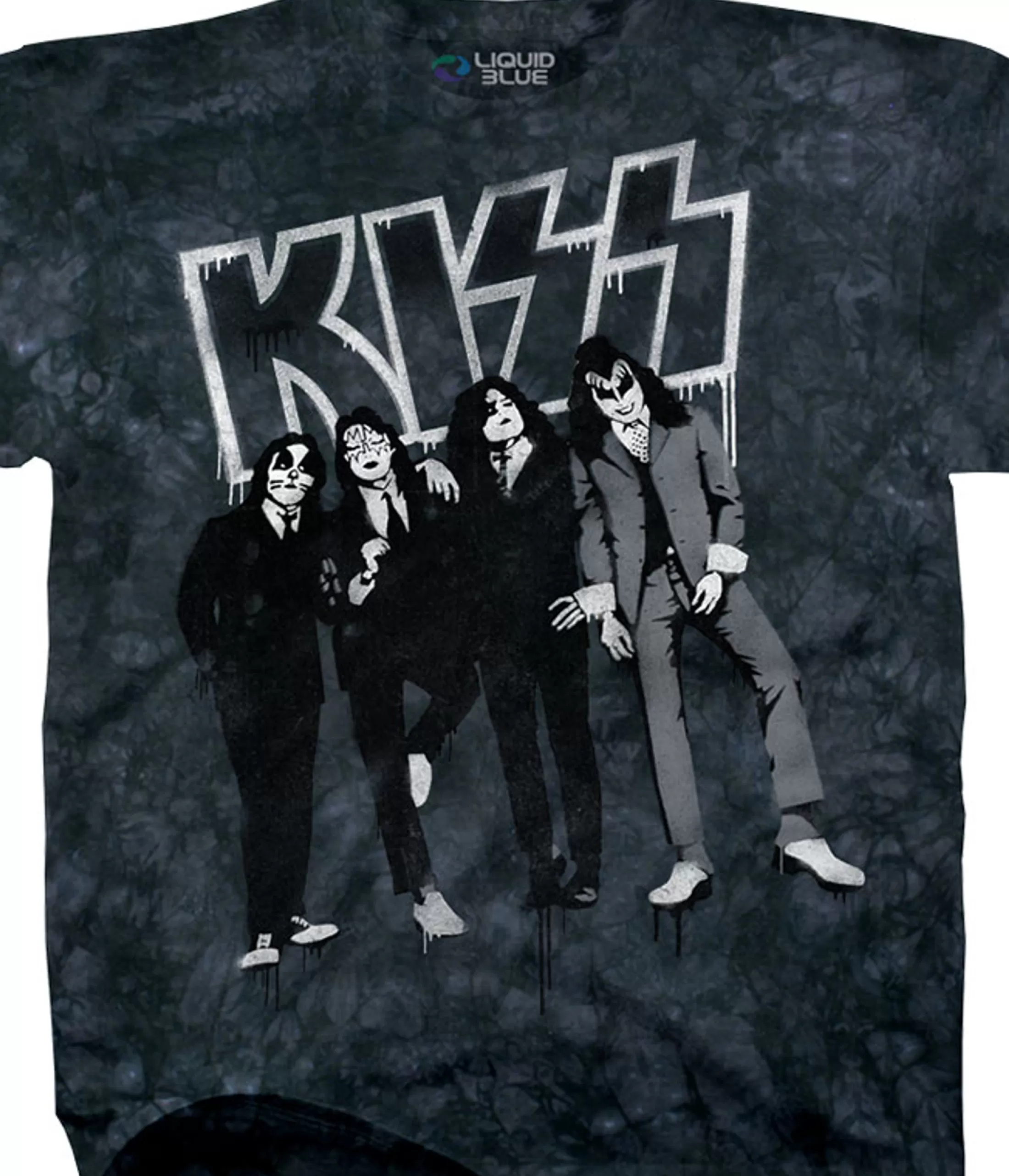 T-Shirt | Kiss<Liquid Blue Dressed To Kill Stencil Tie-Dye T-Shirt