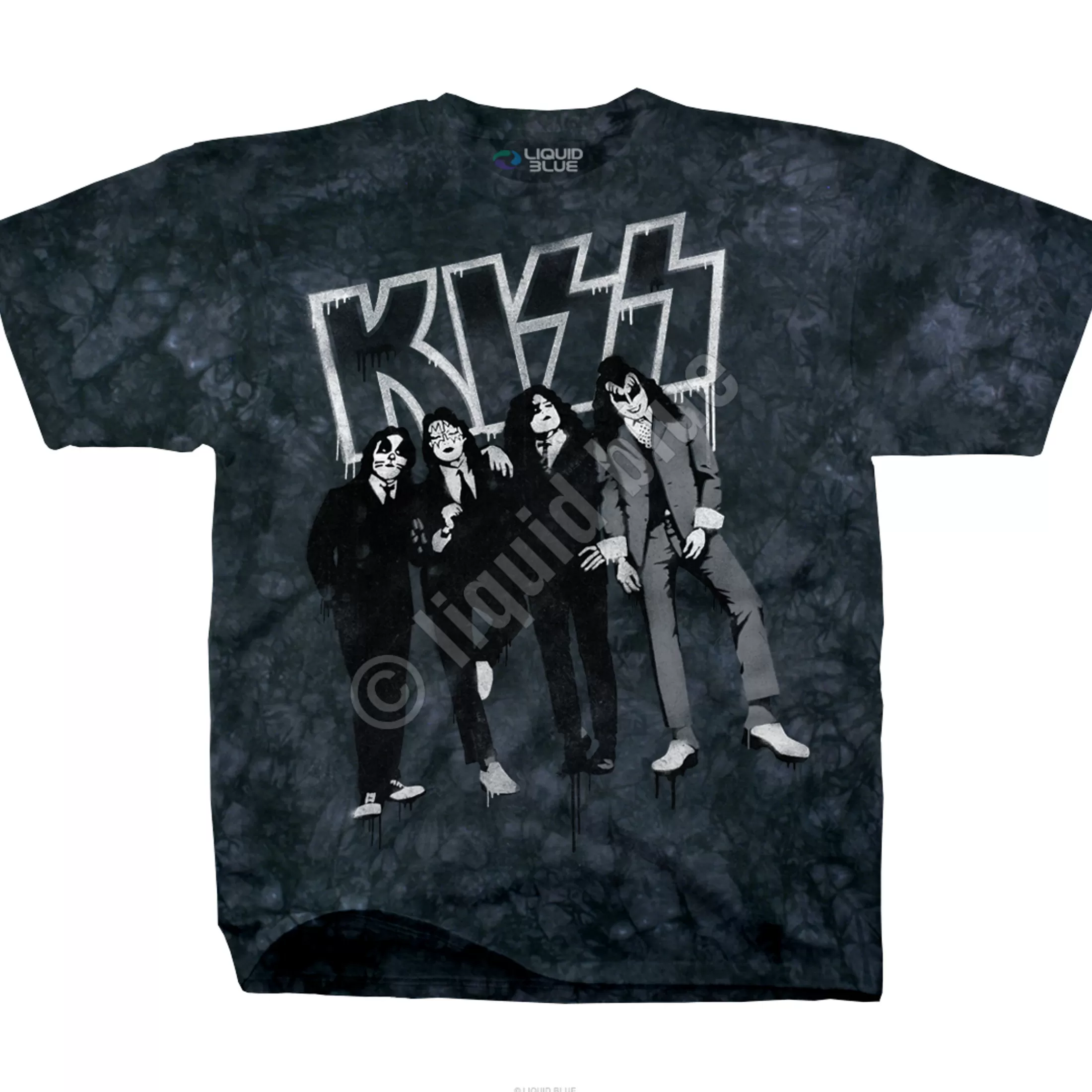 T-Shirt | Kiss<Liquid Blue Dressed To Kill Stencil Tie-Dye T-Shirt