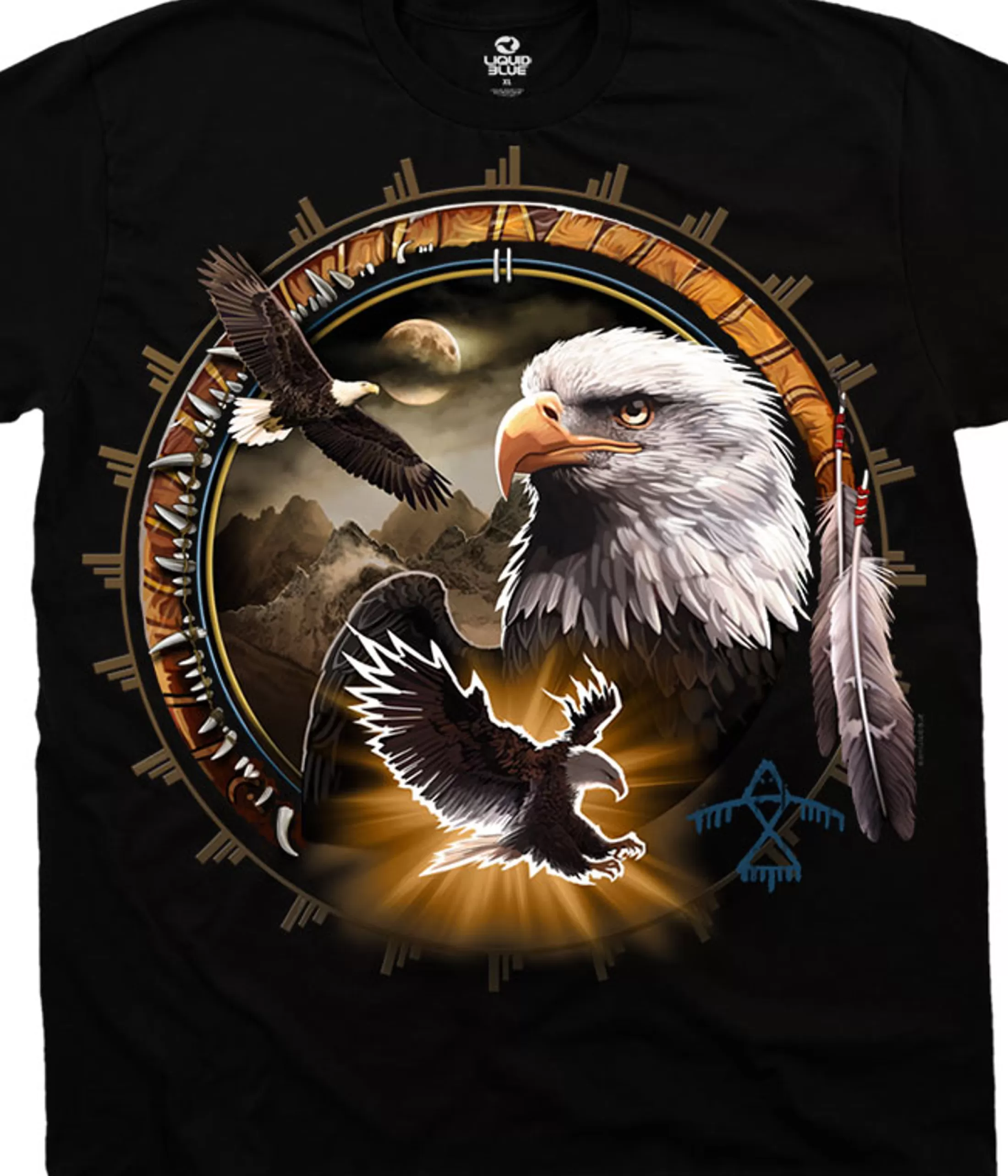 T-Shirt | American Wildlife<Liquid Blue Eagle Dreamcatcher Black T-Shirt