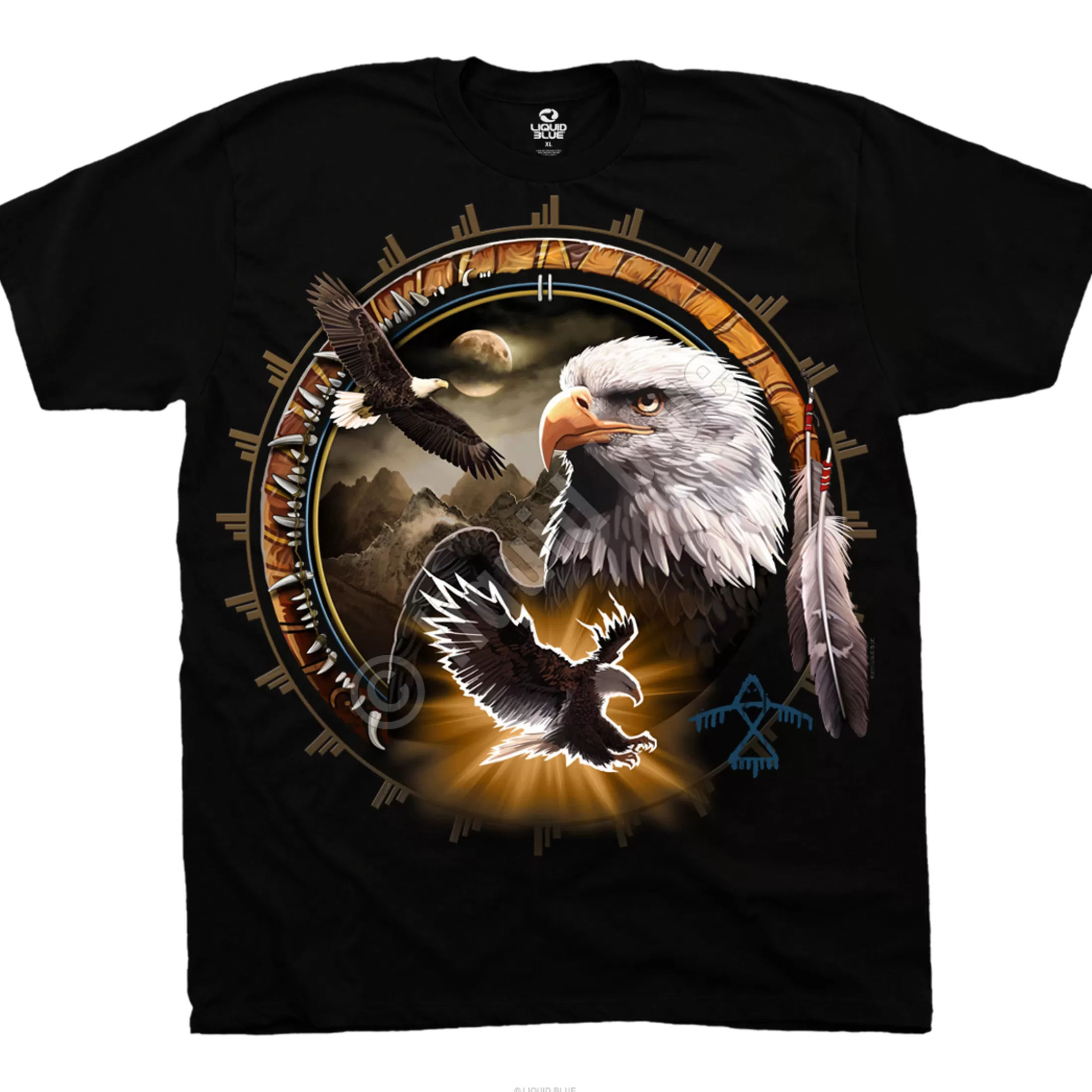 T-Shirt | American Wildlife<Liquid Blue Eagle Dreamcatcher Black T-Shirt