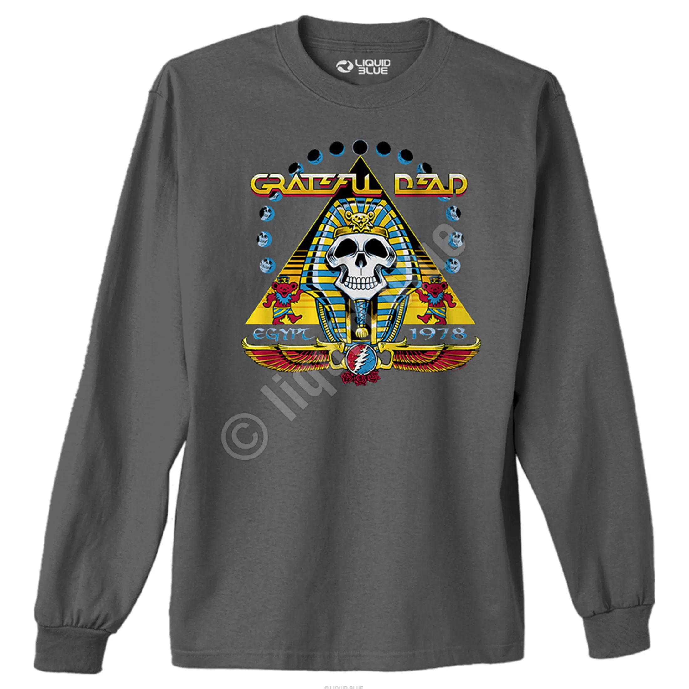 Long Sleeve | Grateful Dead<Liquid Blue Egypt 78 Grey Long Sleeve T-Shirt