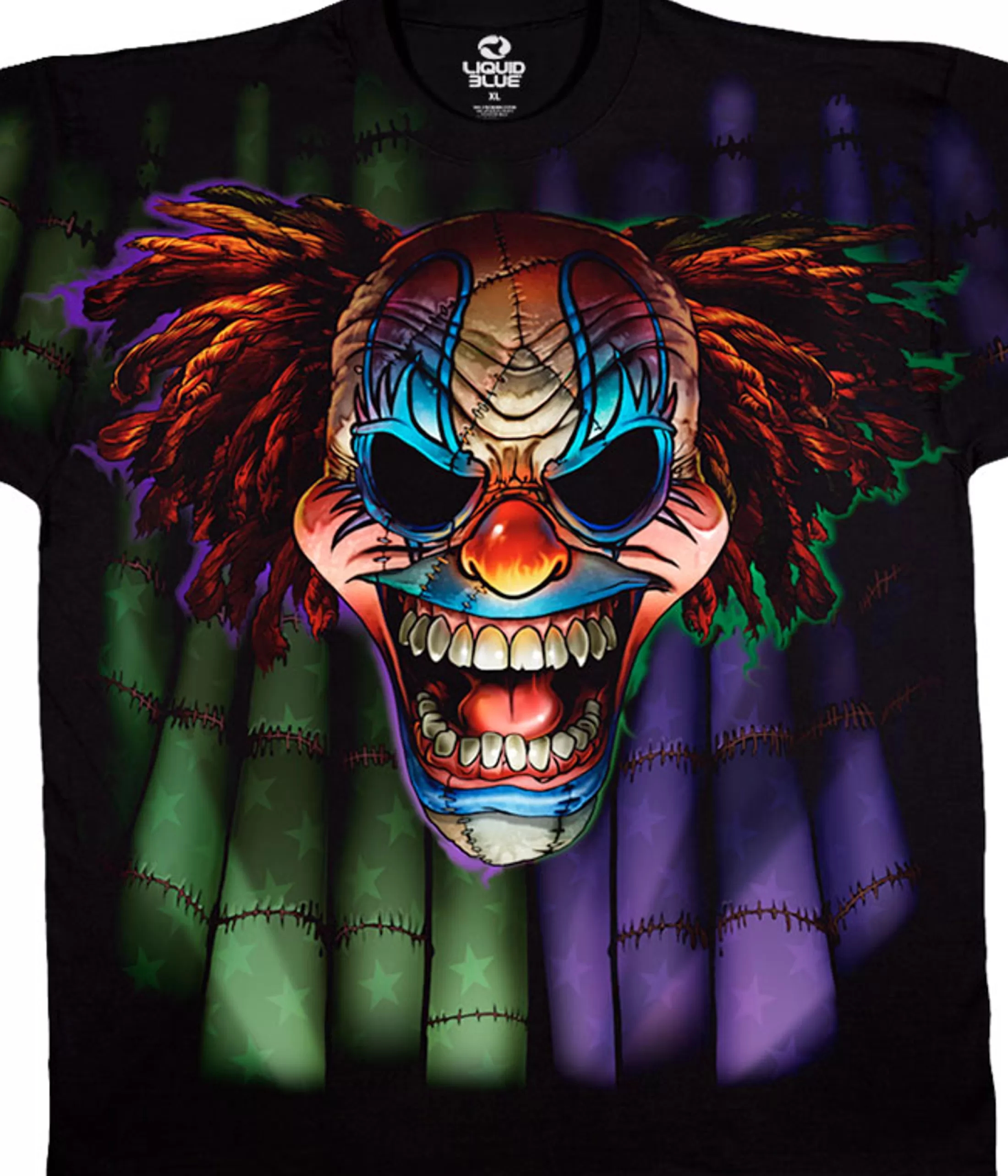 T-Shirt | Halloween<Liquid Blue Evil Clown Black T-Shirt