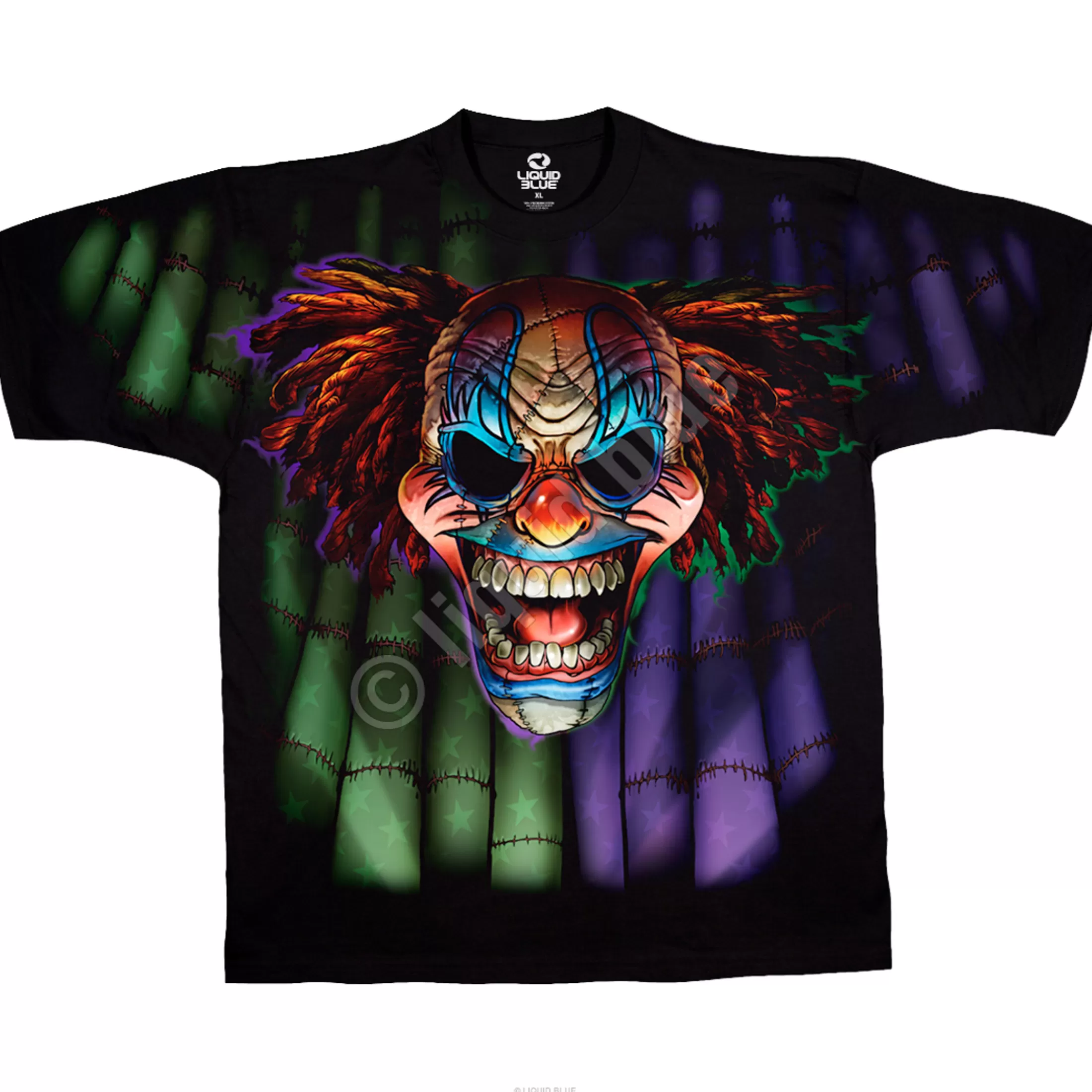 T-Shirt | Halloween<Liquid Blue Evil Clown Black T-Shirt