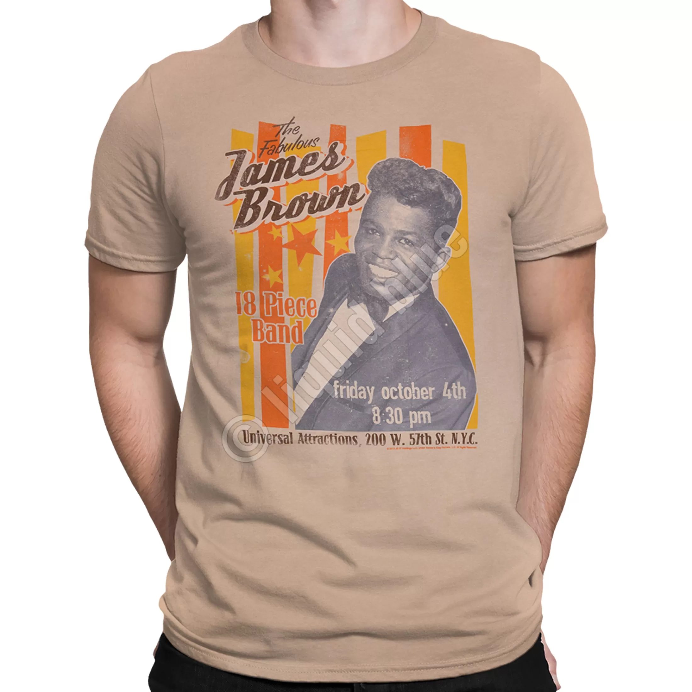 Athletic T-Shirt | James Brown<Liquid Blue Fabulous James Brown Tan Athletic T-Shirt