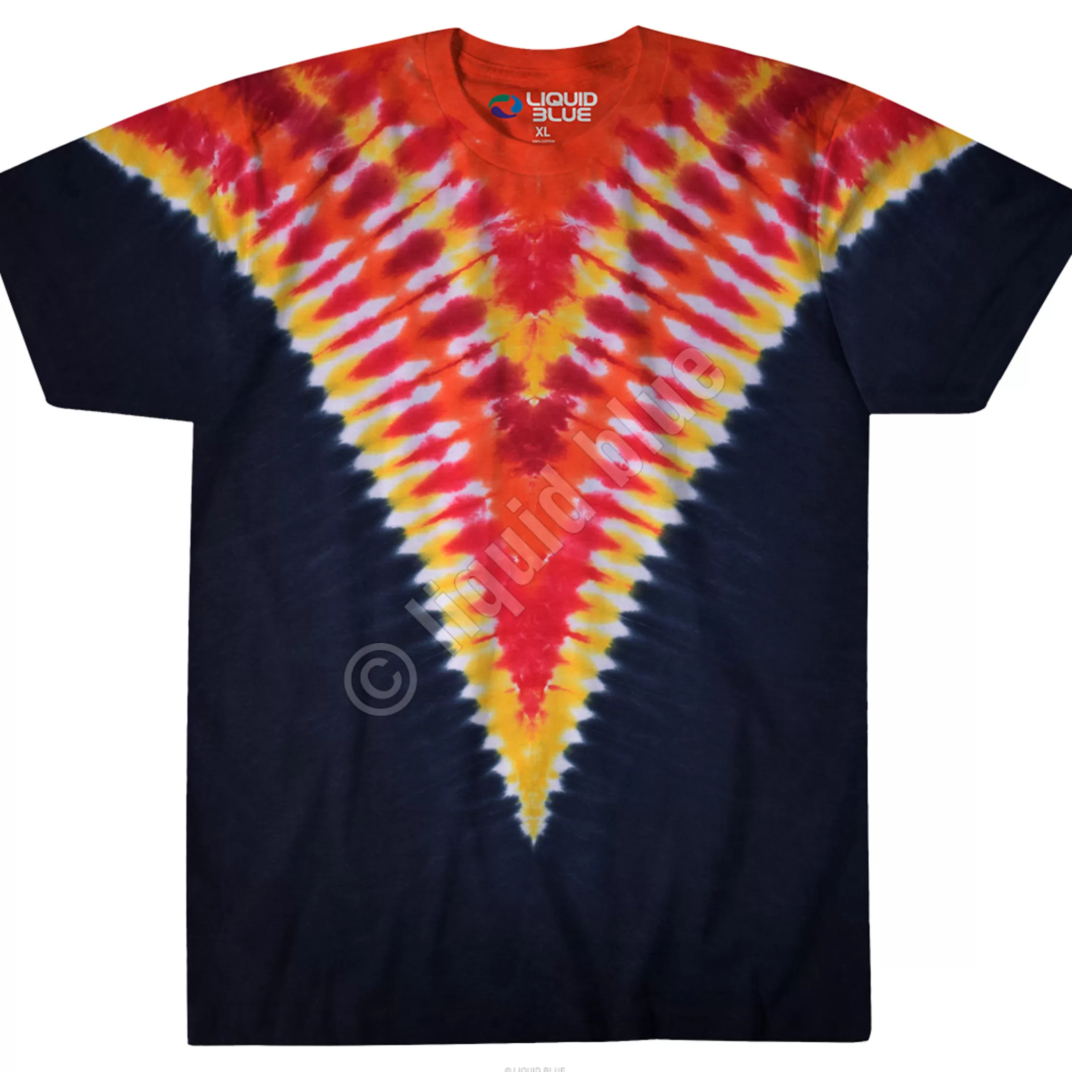 Unprinted Tie-Dyes | Unprinted Tie-Dye<Liquid Blue Fiery V Unprinted Tie-Dye T-Shirt