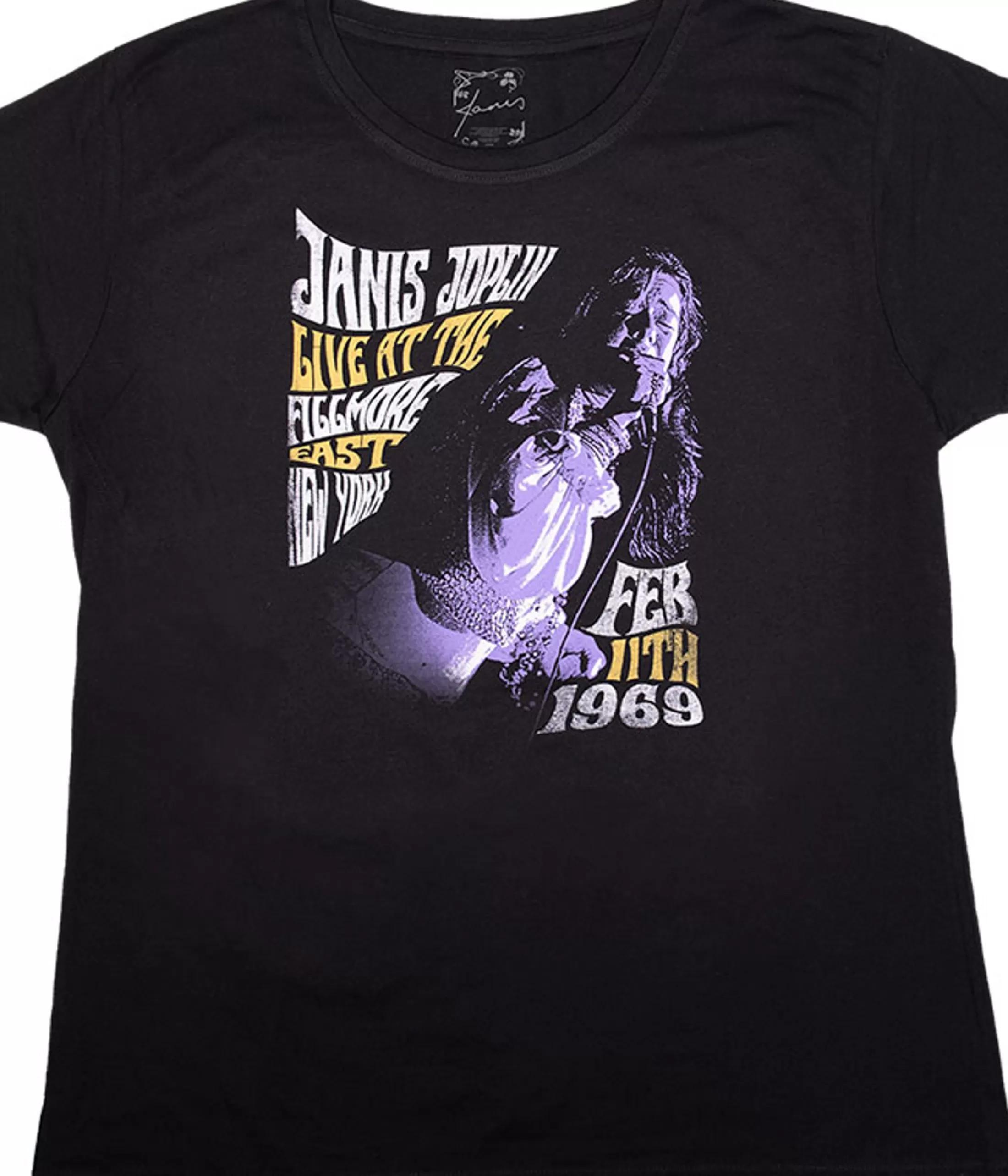 Womens Long Length | Janis Joplin<Liquid Blue Fillmore East 68 Womens Long Length Black T-Shirt