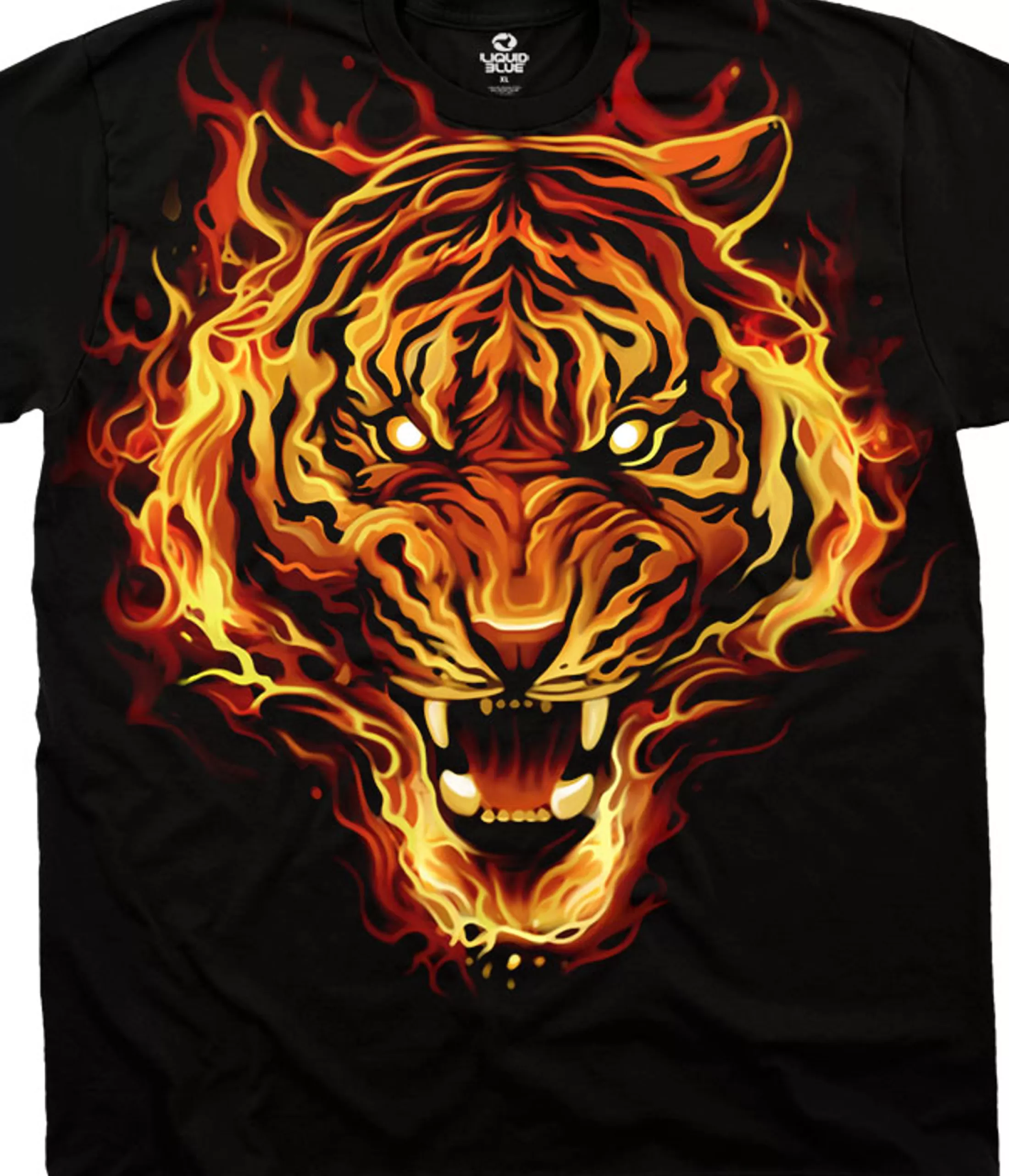 T-Shirt | Tigers<Liquid Blue Fire Tiger Black T-Shirt