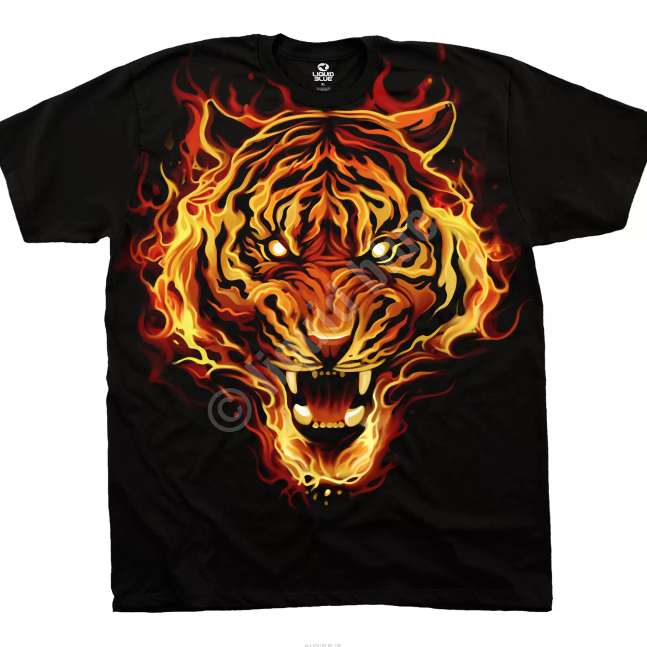 T-Shirt | Tigers<Liquid Blue Fire Tiger Black T-Shirt