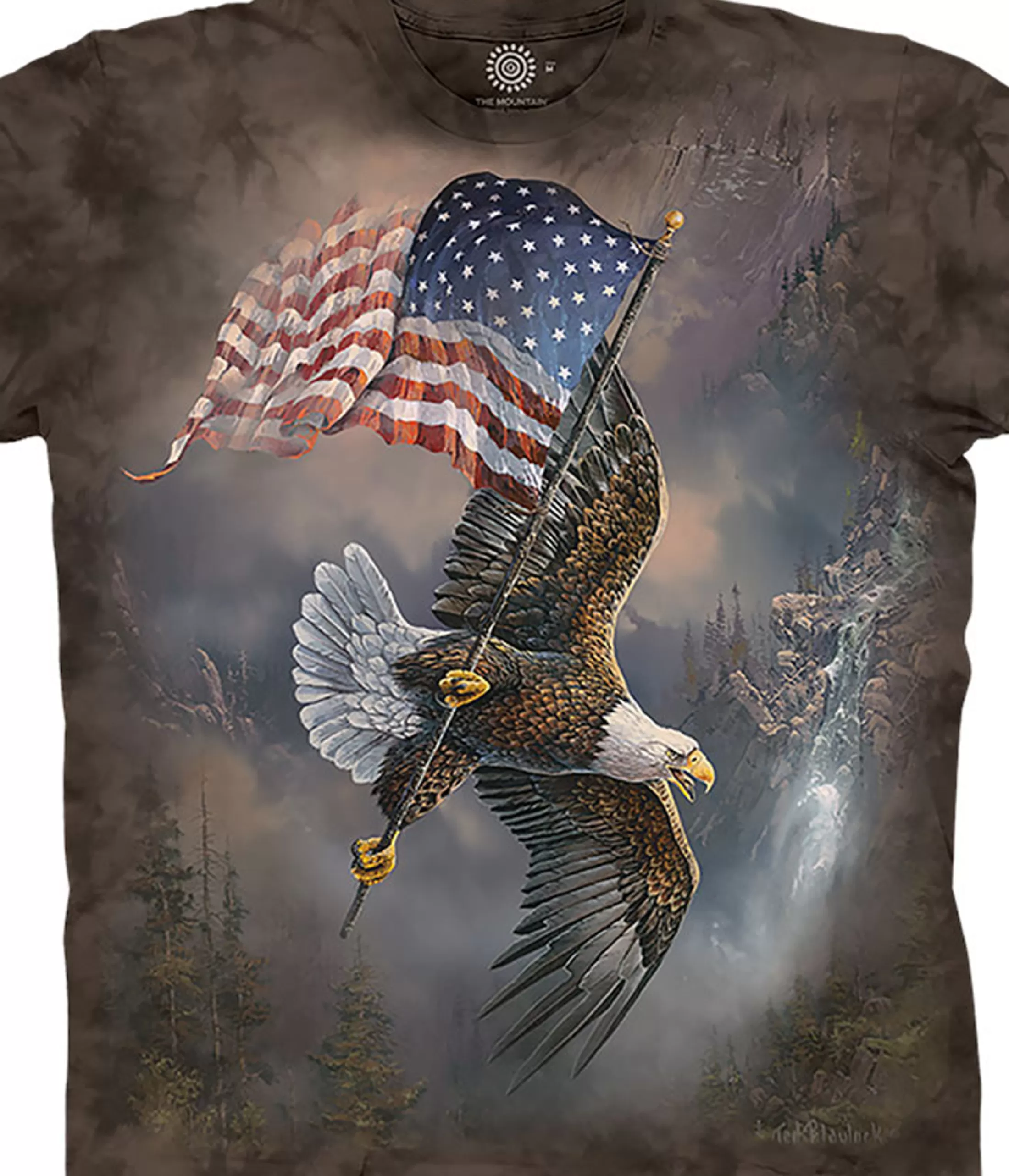 T-Shirt | Birds<Liquid Blue Flag-Bearing Eagle Classic Cotton T-Shirt