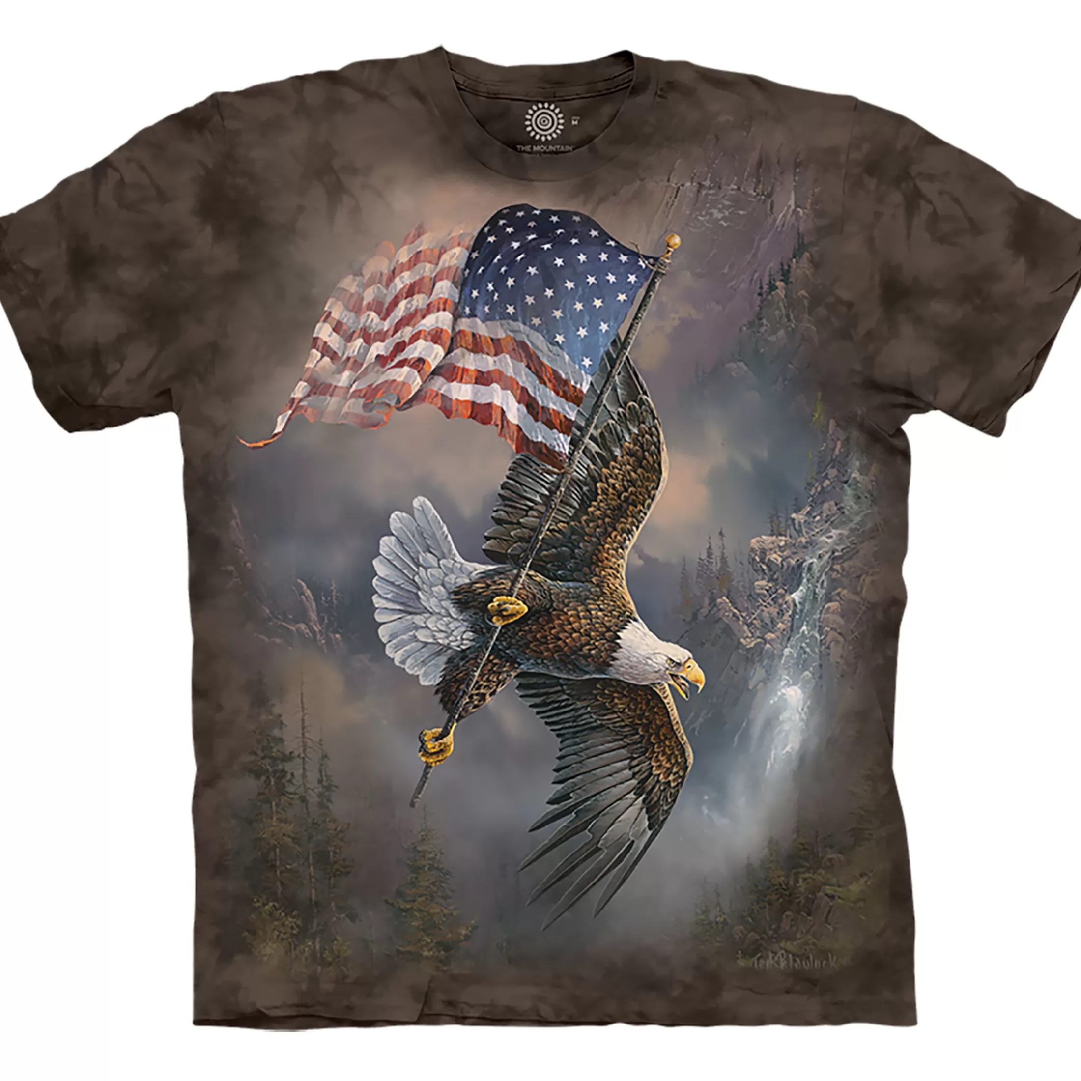 T-Shirt | Birds<Liquid Blue Flag-Bearing Eagle Classic Cotton T-Shirt