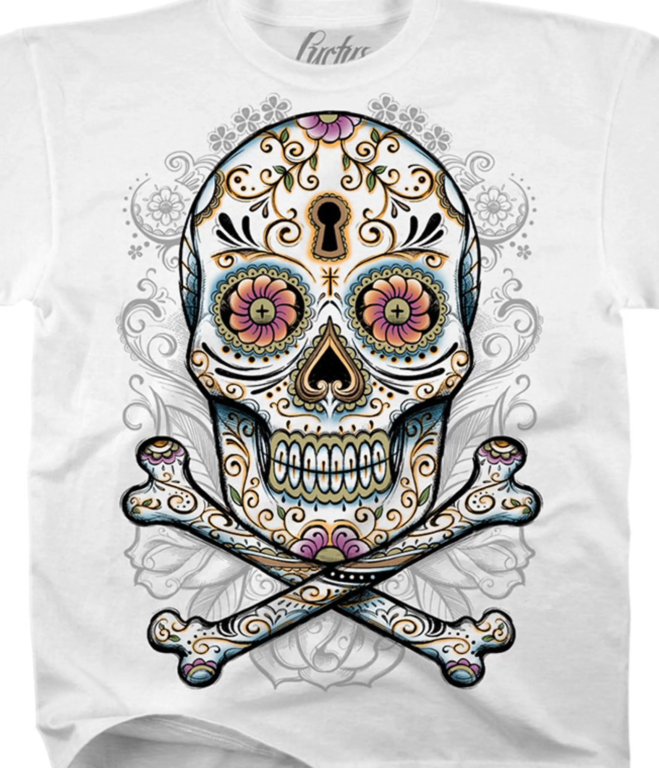 T-Shirt | Luctus<Liquid Blue Floral Skull White T-Shirt