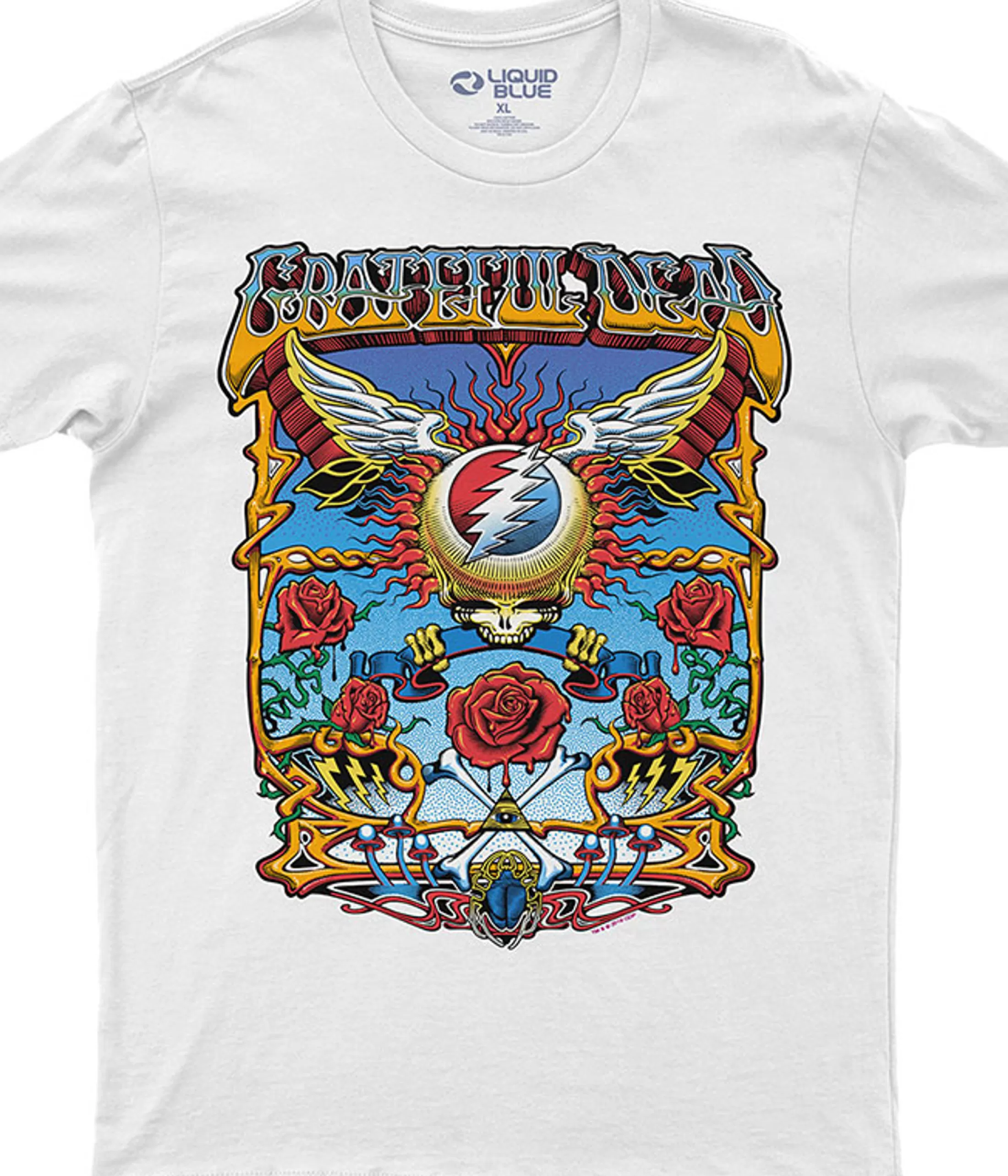 Athletic T-Shirt | Grateful Dead<Liquid Blue Flying SYF White Athletic T-Shirt