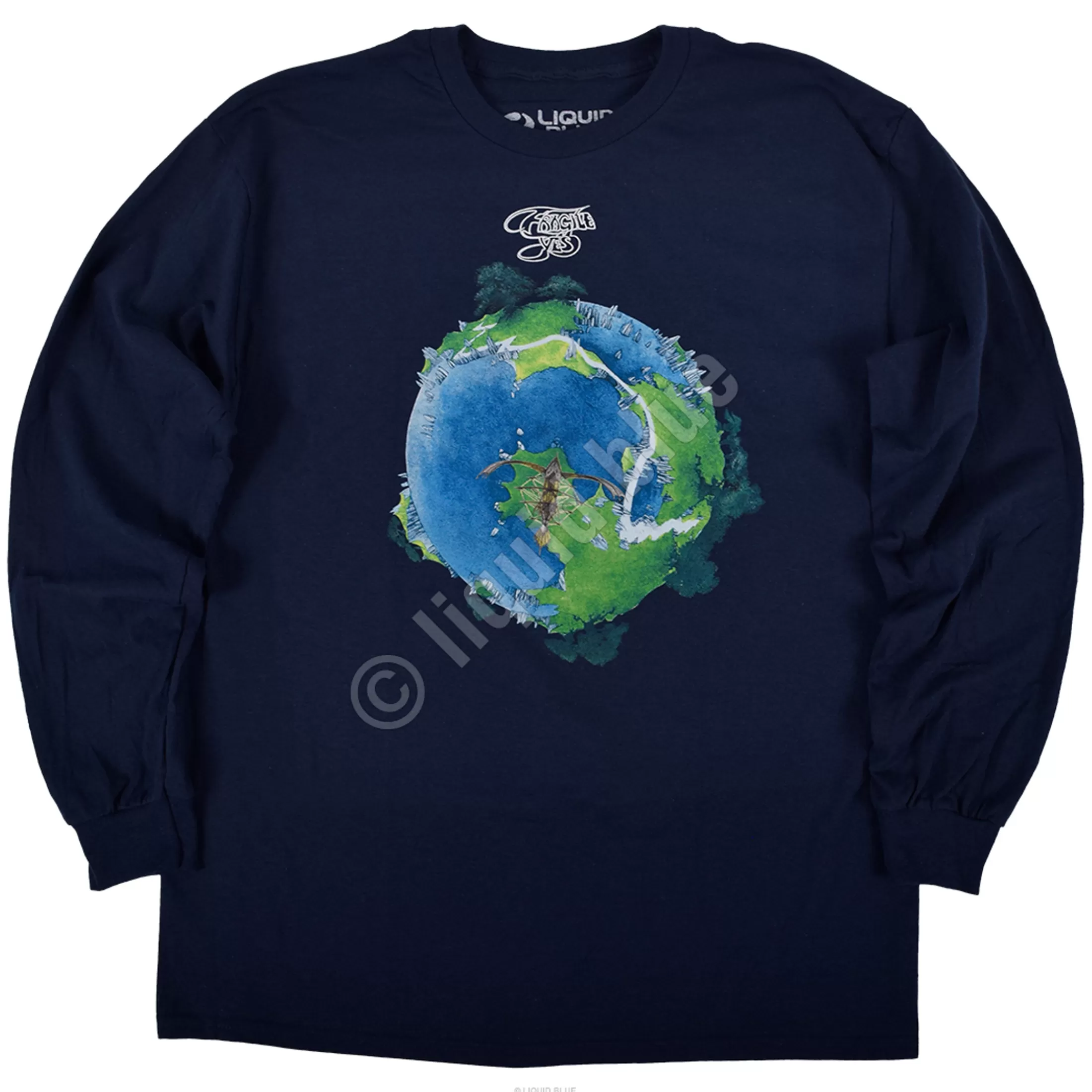 Long Sleeve | Yes<Liquid Blue Fragile Navy Long Sleeve T-Shirt