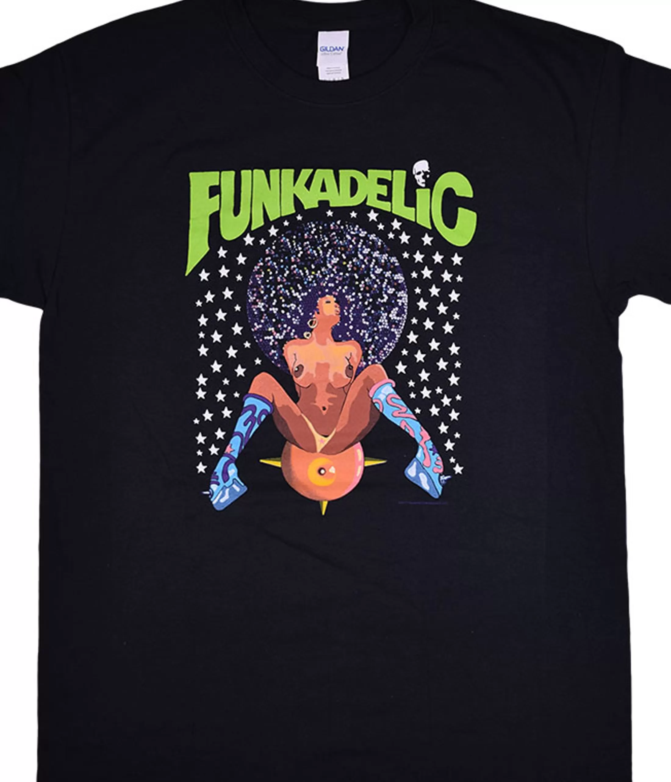 T-Shirt | George Clinton<Liquid Blue Funkadelic Afro Girl Black T-Shirt