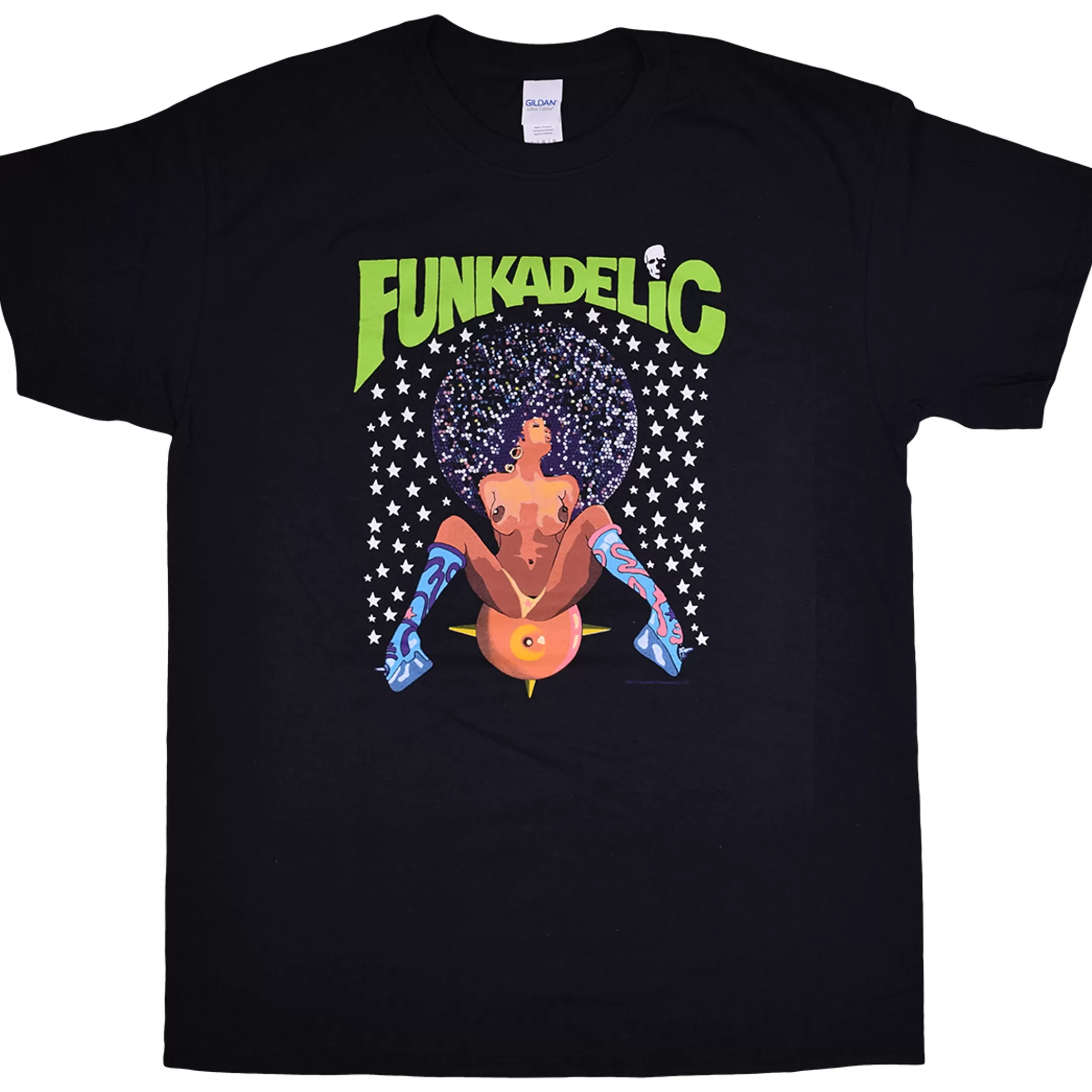 T-Shirt | George Clinton<Liquid Blue Funkadelic Afro Girl Black T-Shirt