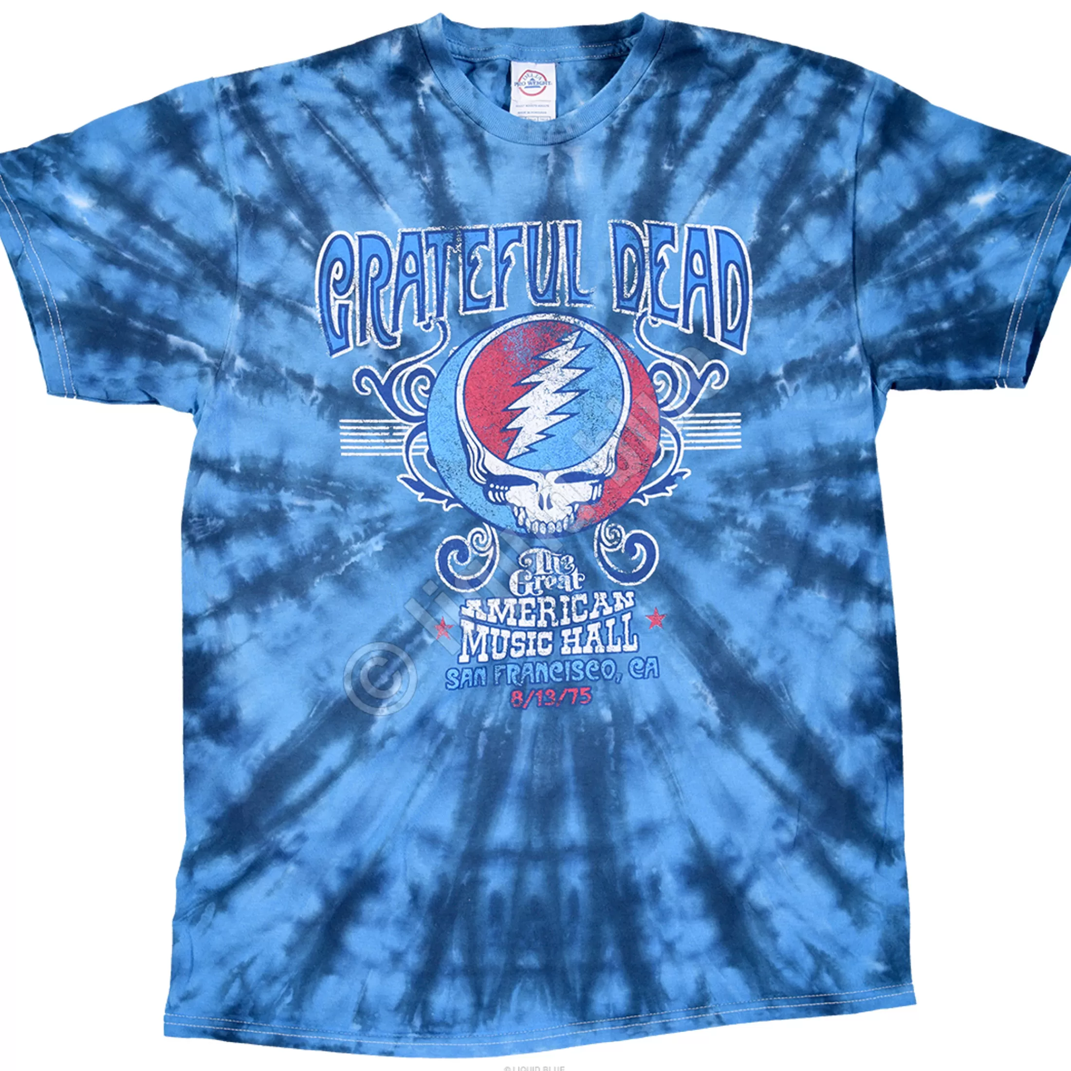 T-Shirt | Grateful Dead<Liquid Blue GD American Music Hall Tie-Dye T-Shirt