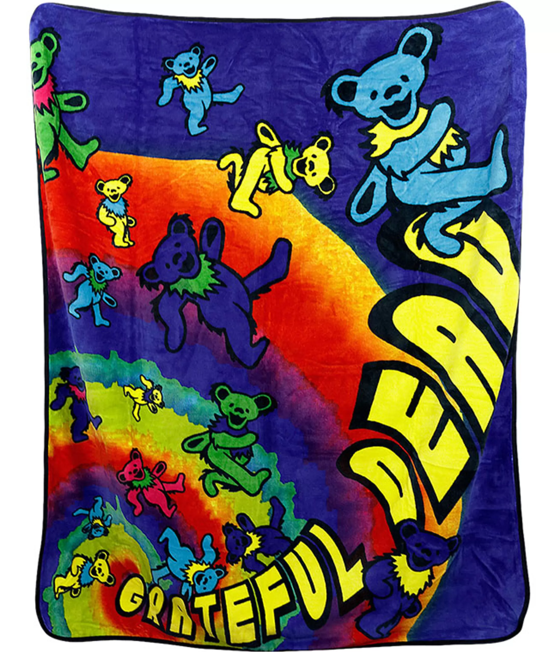 Grateful Dead<Liquid Blue GD Bear Spiral Fleece Blanket