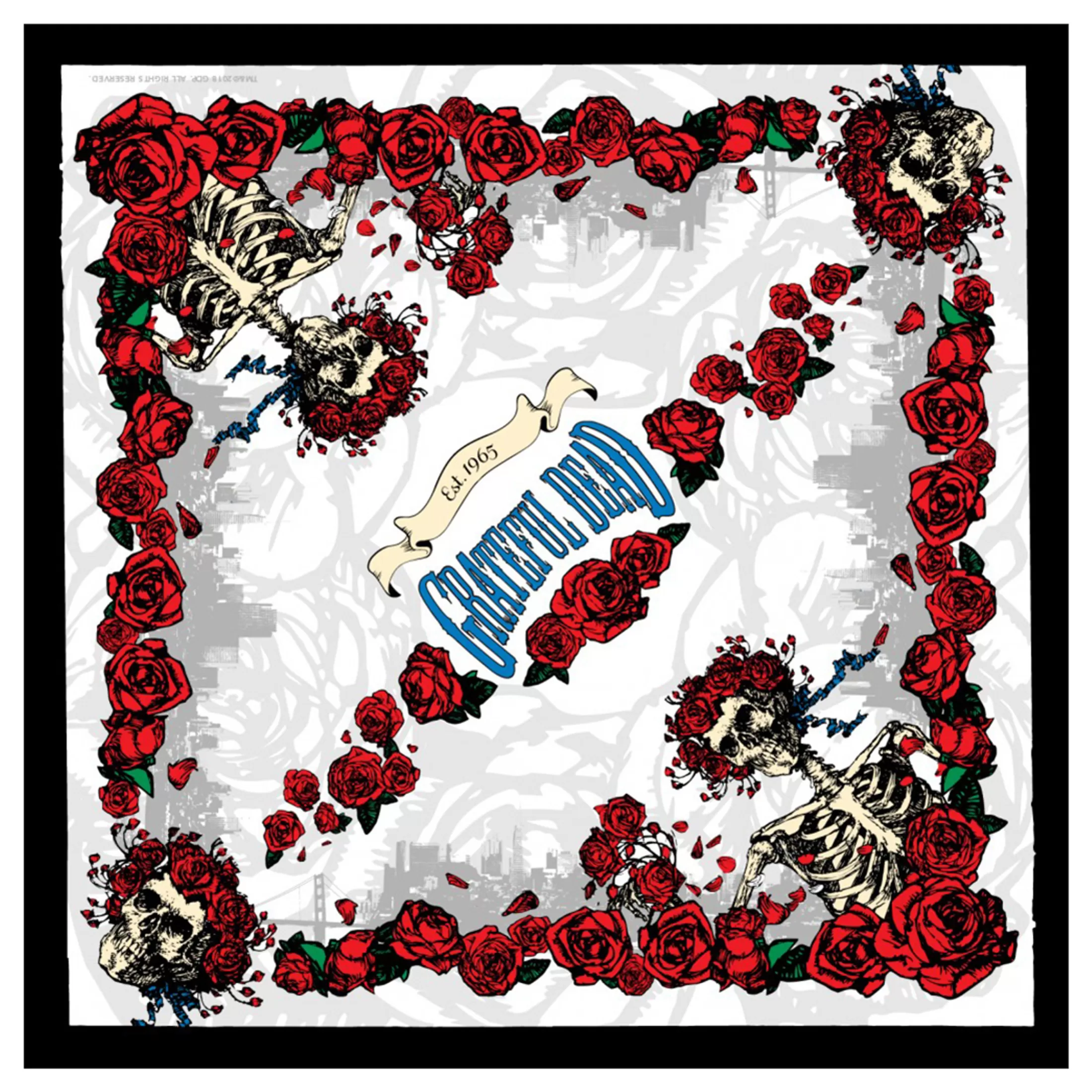 Bandanas | Grateful Dead<Liquid Blue GD Bertha Roses Bandana