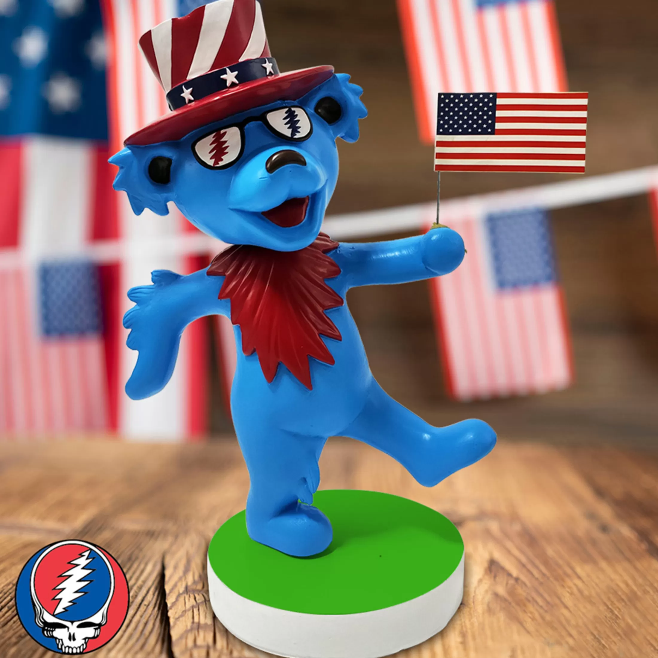 Grateful Dead<Liquid Blue GD Bobblehead 4th of July Dancing Bear