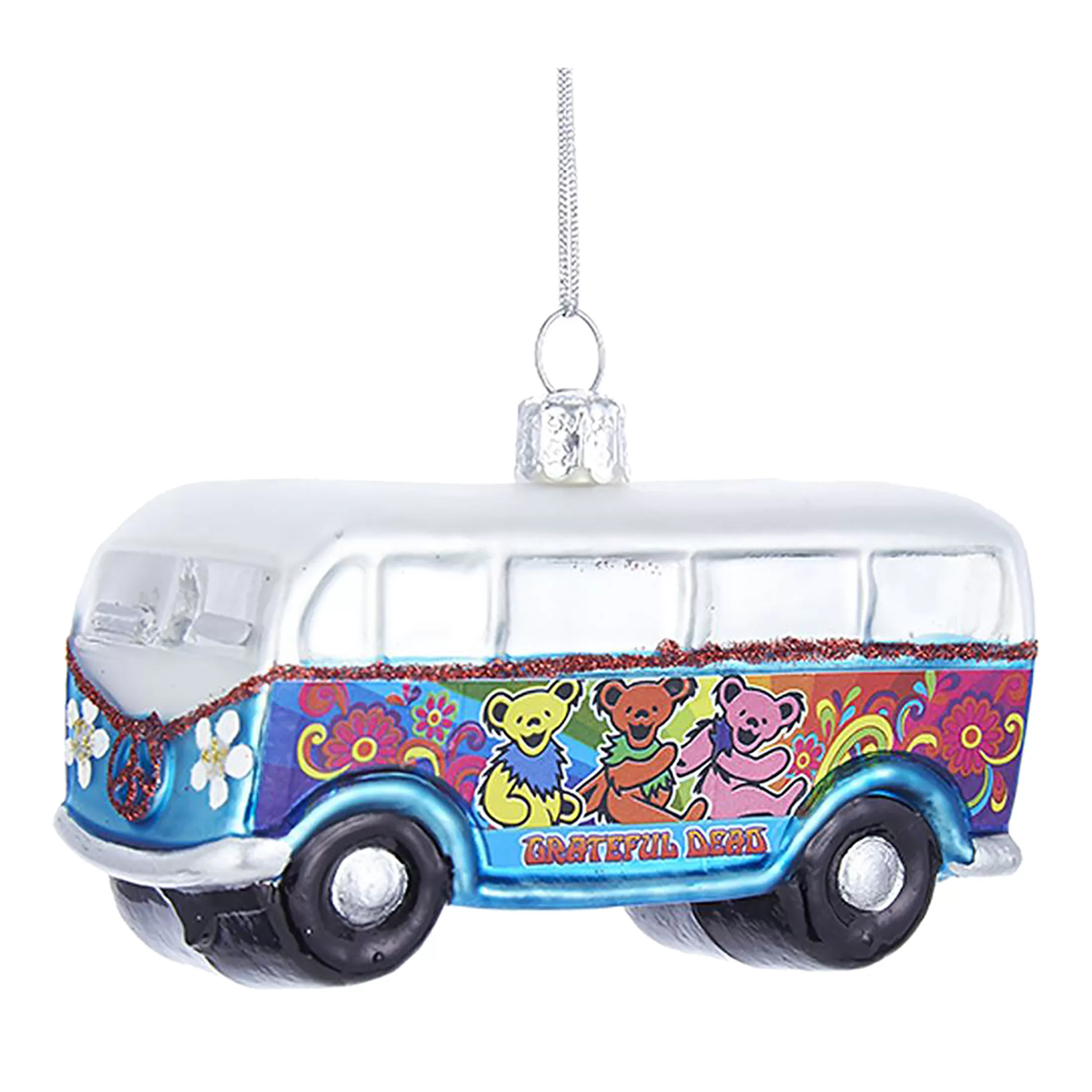 Grateful Dead<Liquid Blue GD Bus Glass Ornament