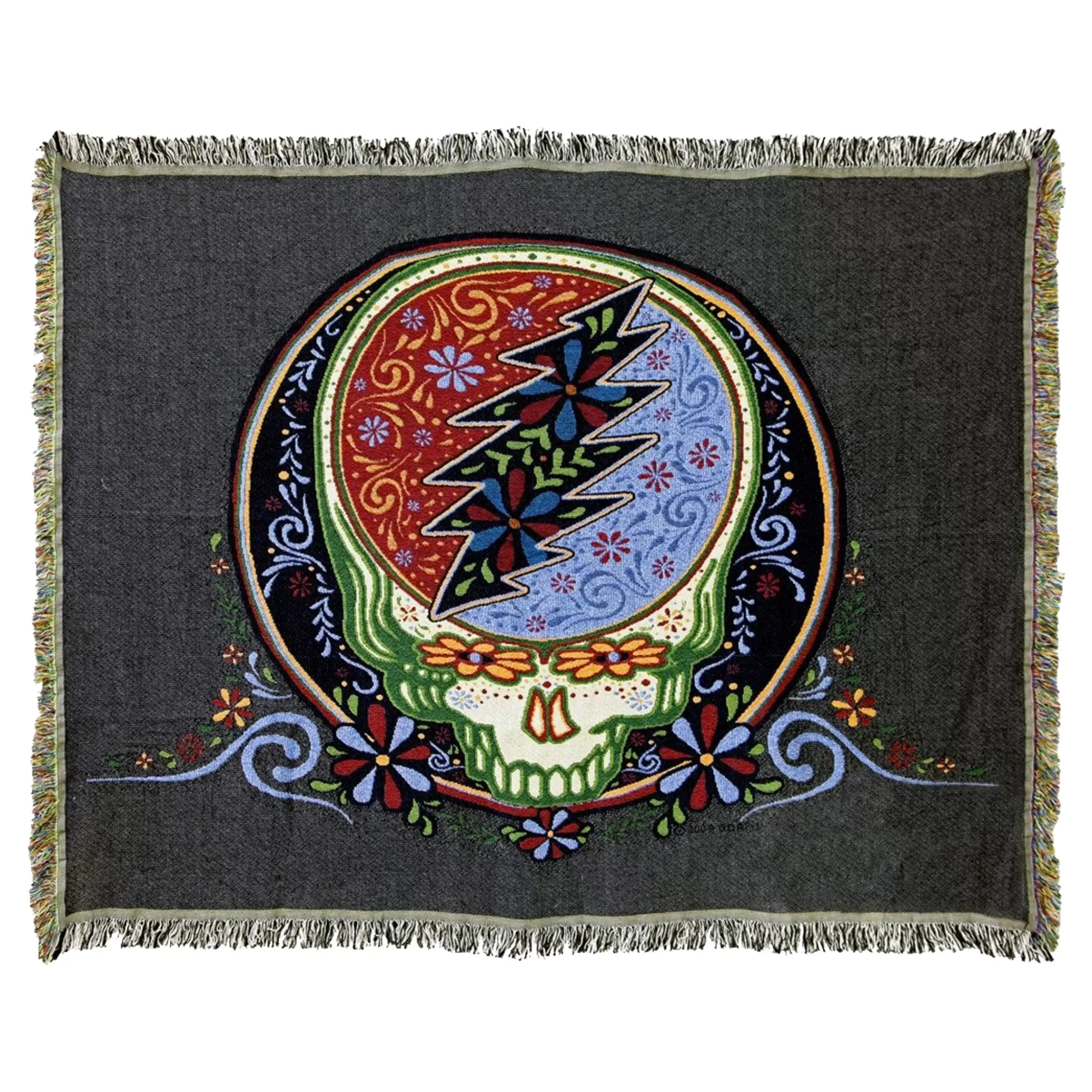 Grateful Dead<Liquid Blue GD Calaveras Stealie Woven Blanket