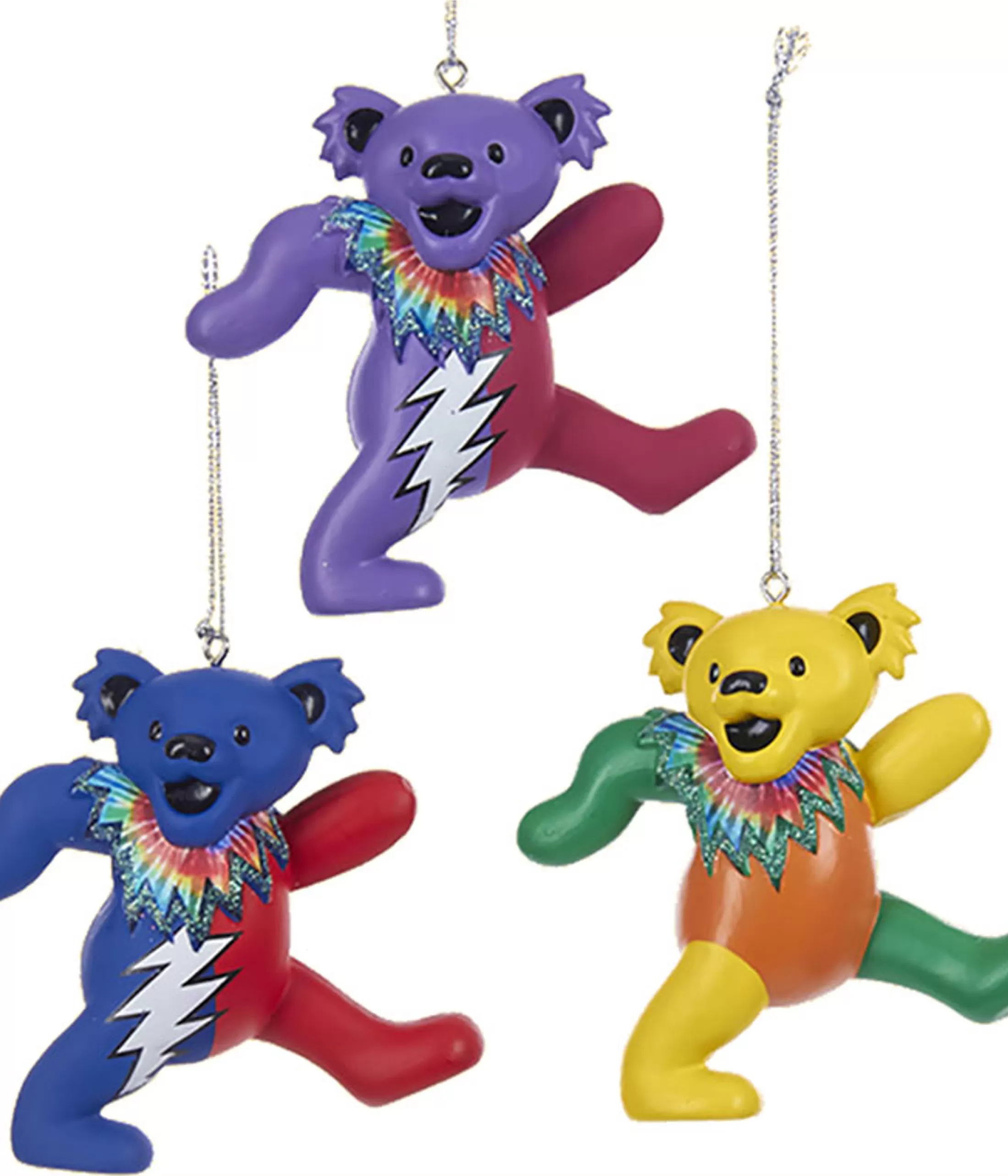 Grateful Dead<Liquid Blue GD Dancing Bear 3pc Ornament Set