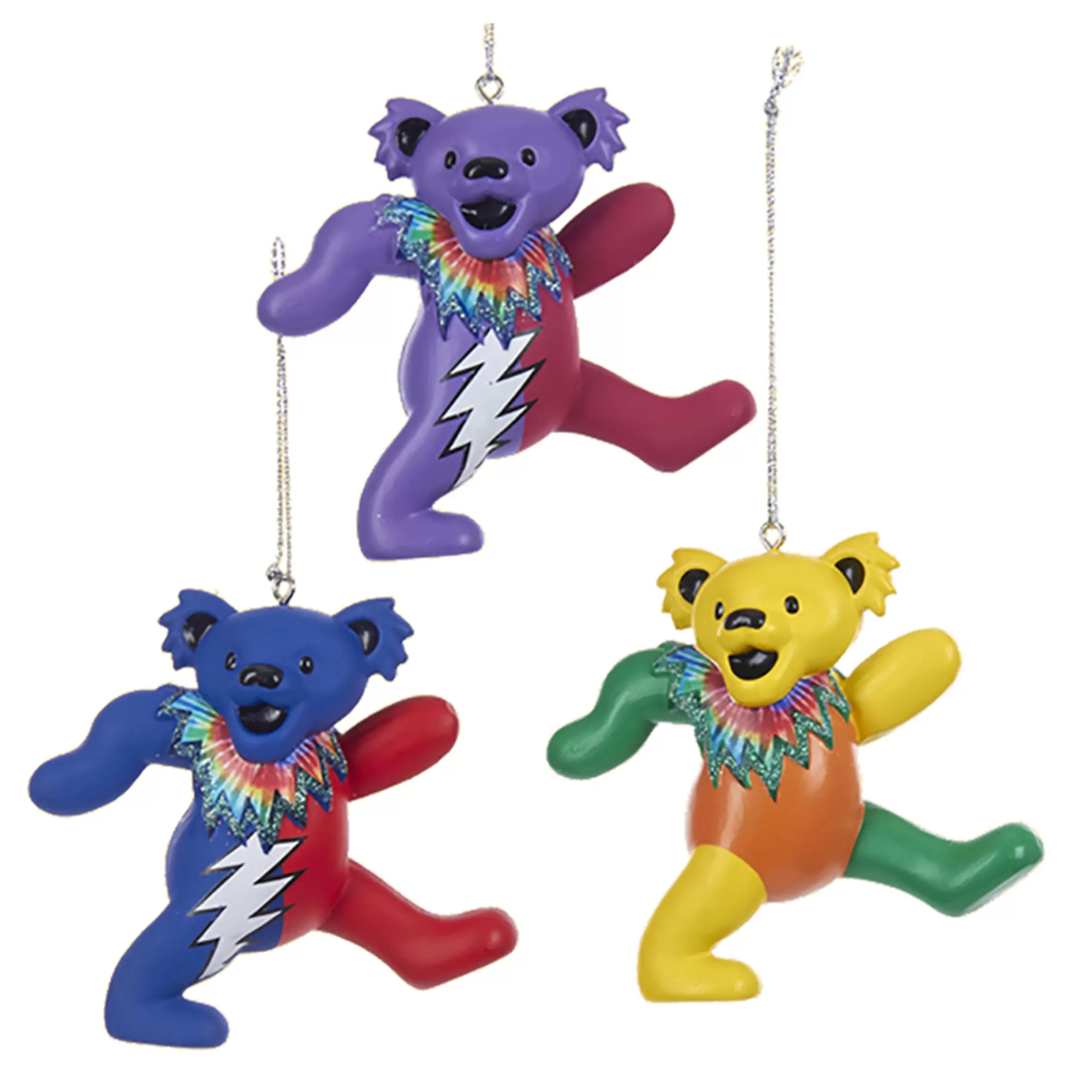 Grateful Dead<Liquid Blue GD Dancing Bear 3pc Ornament Set