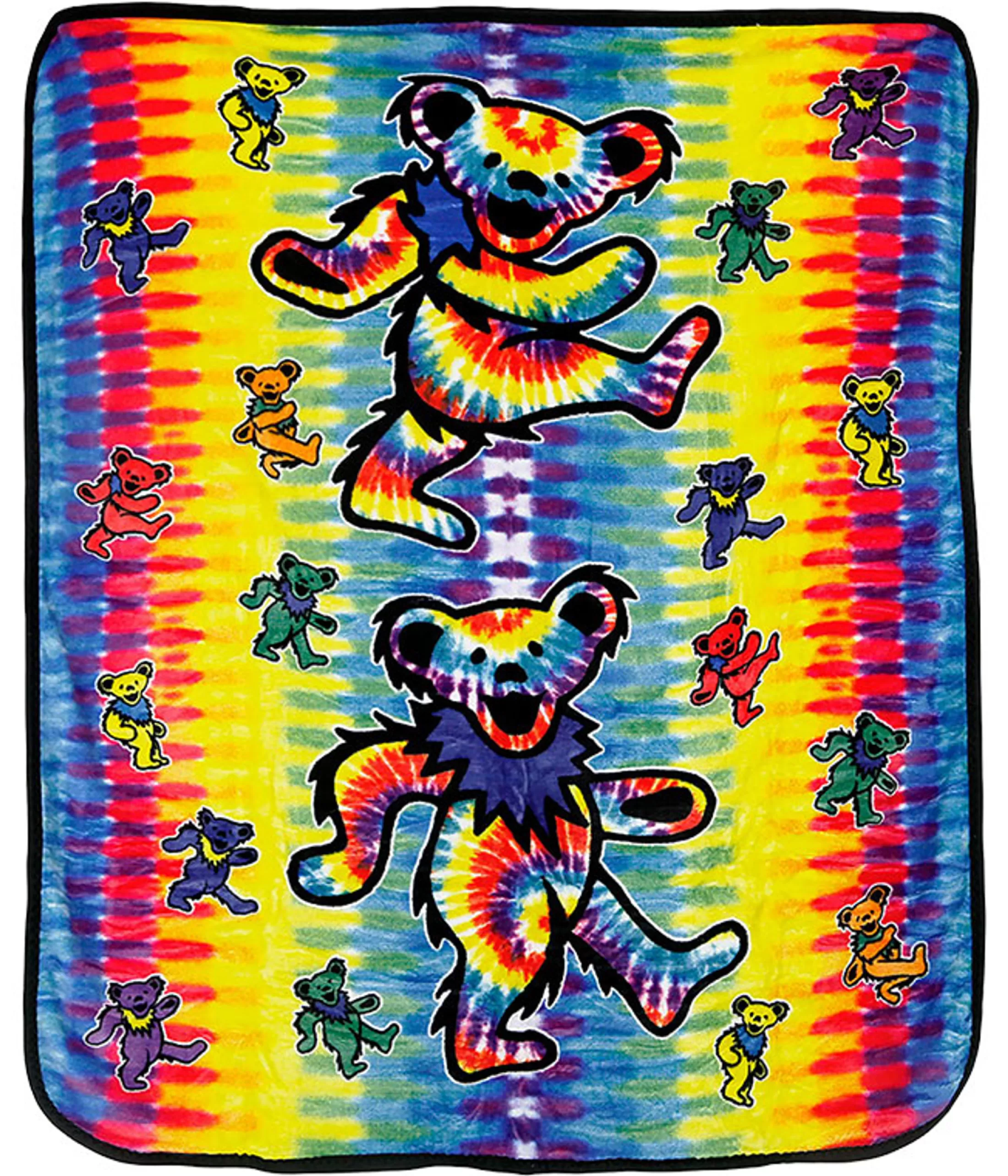 Grateful Dead<Liquid Blue GD Dancing Bear Tie-Dye Fleece Blanket