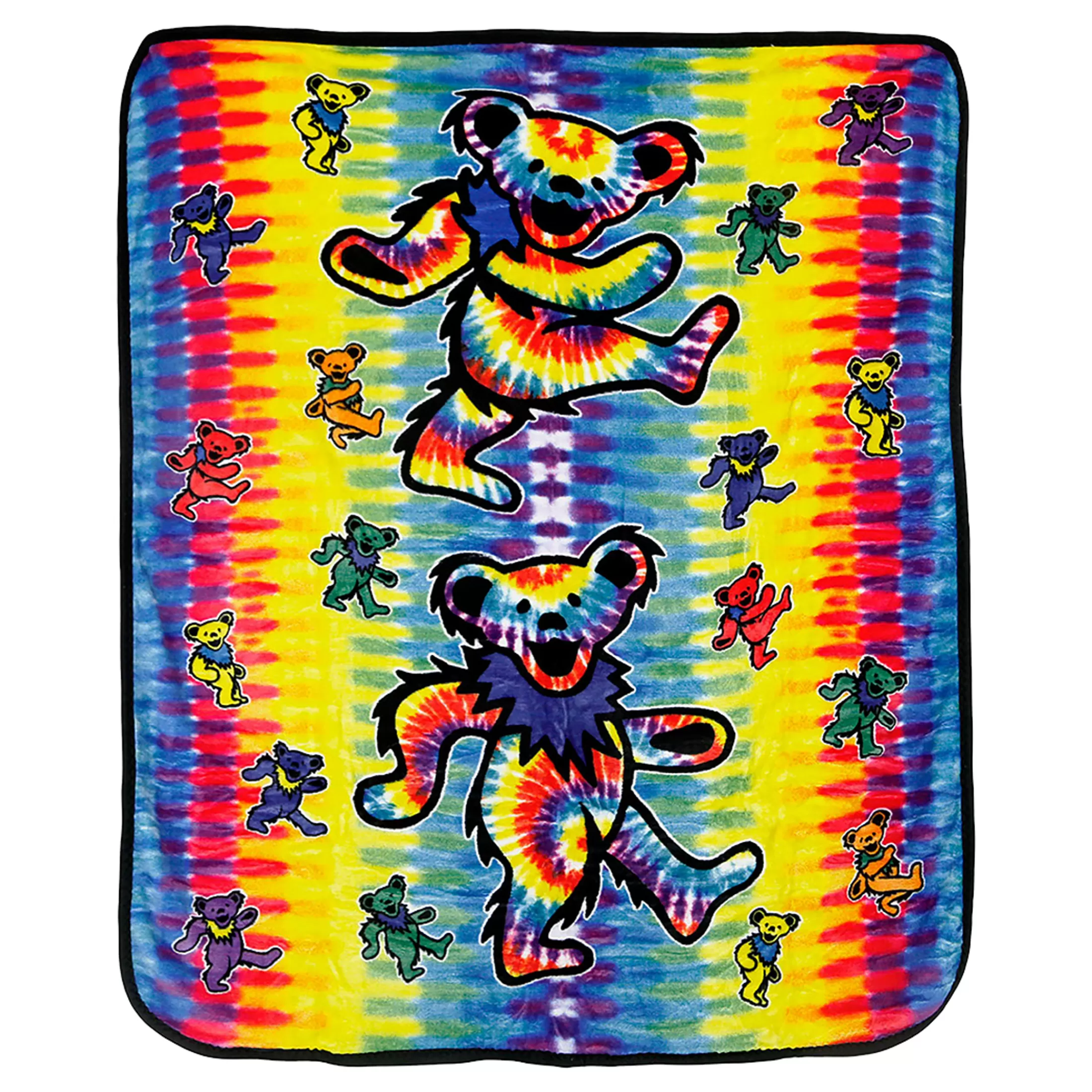 Grateful Dead<Liquid Blue GD Dancing Bear Tie-Dye Fleece Blanket