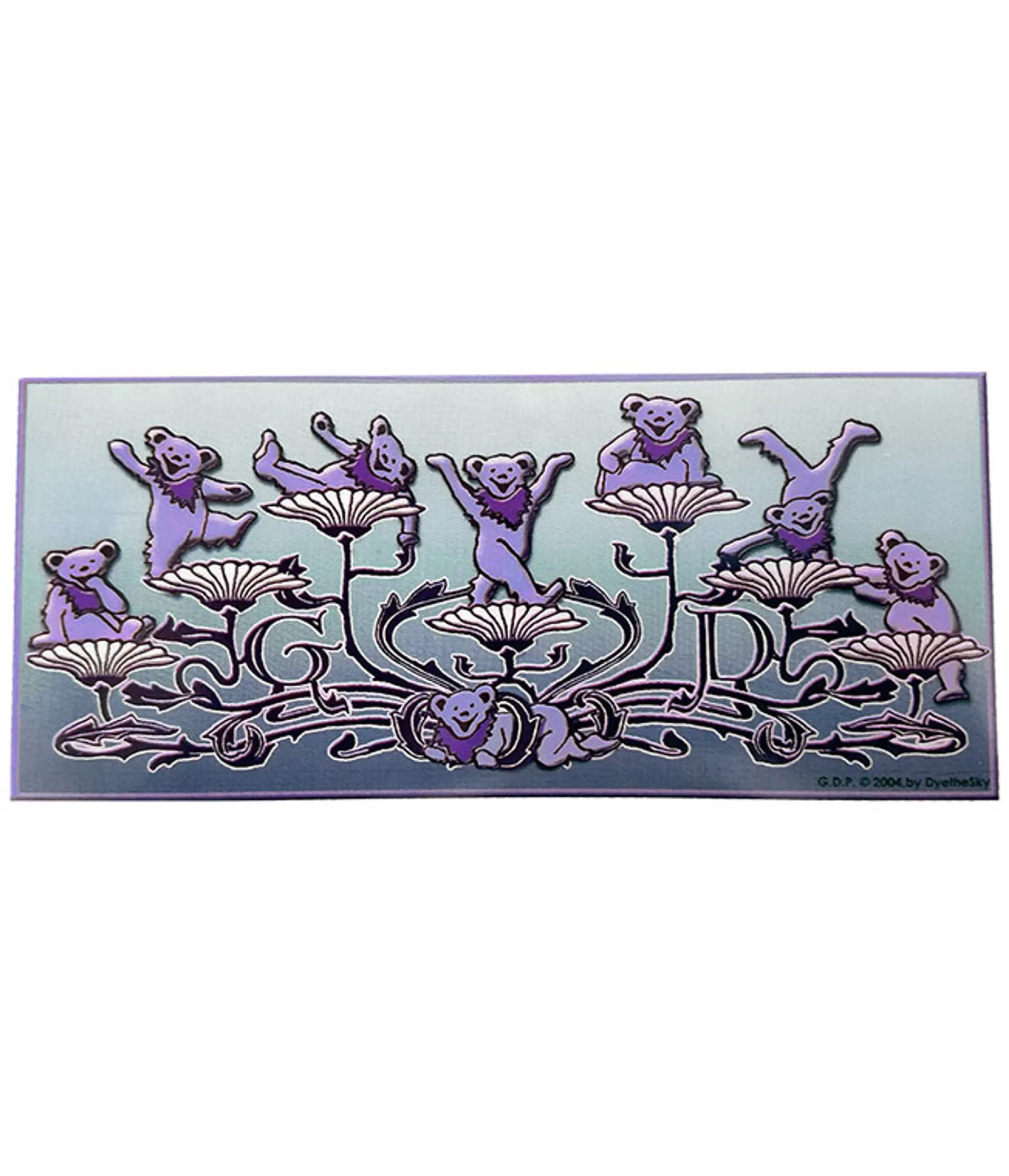 Grateful Dead<Liquid Blue GD Dancing Bears and Flowers Window Sticker