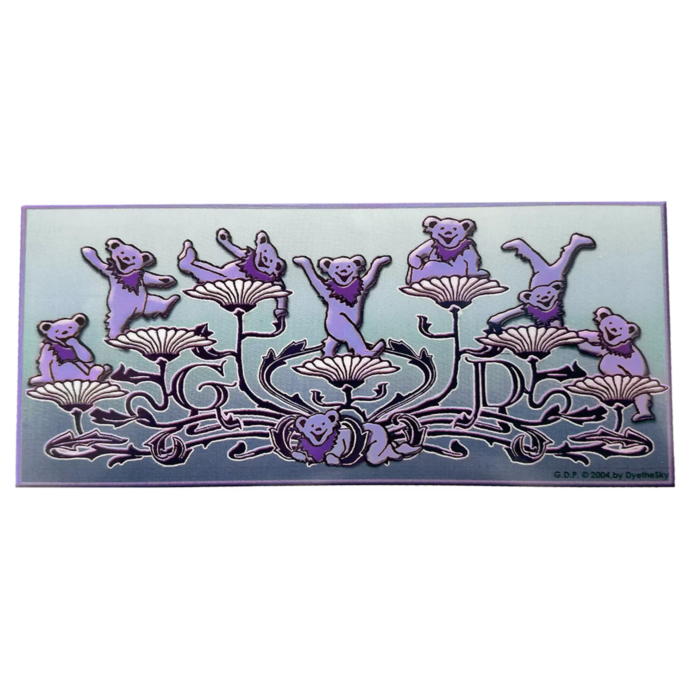 Grateful Dead<Liquid Blue GD Dancing Bears and Flowers Window Sticker