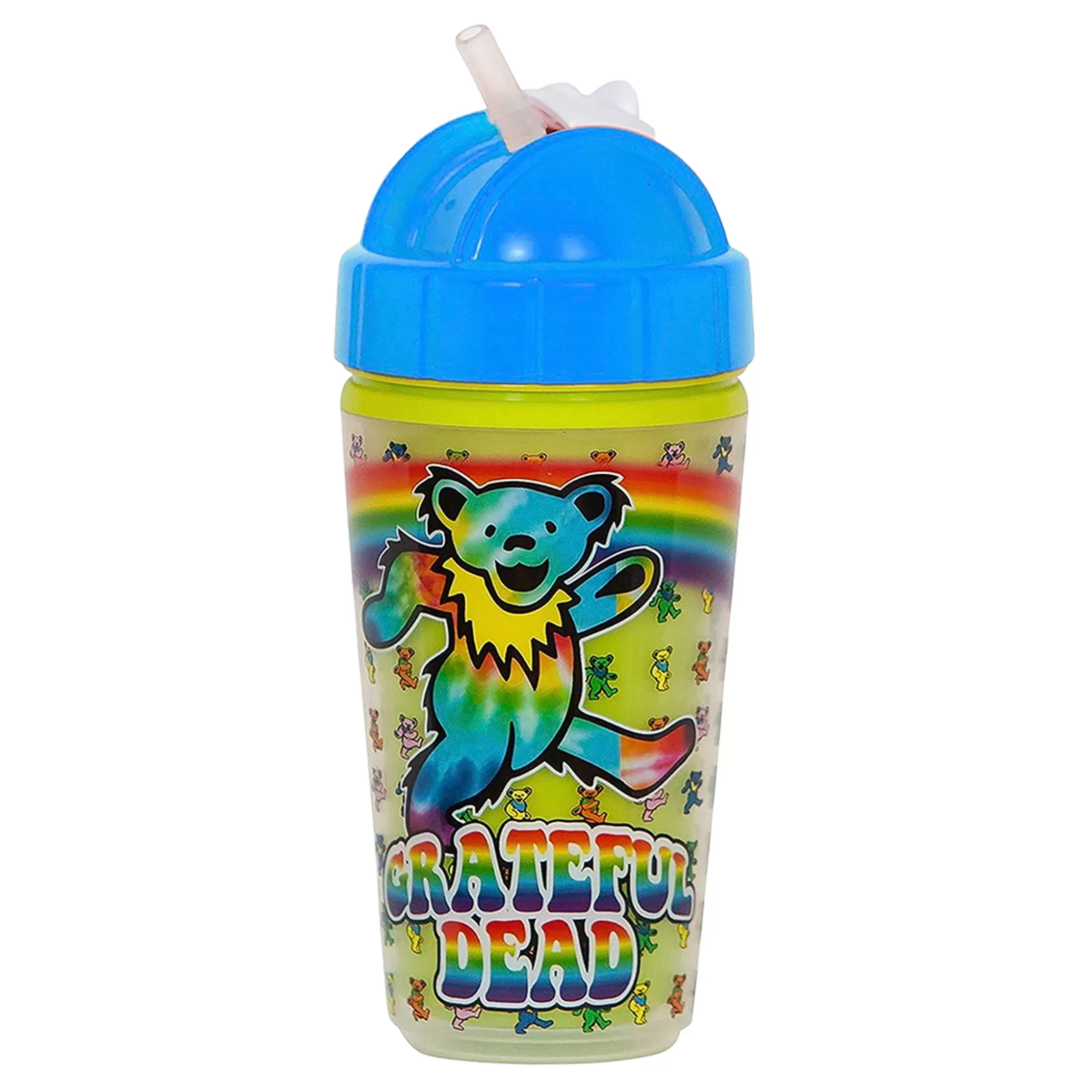 Sippy Cups | Grateful Dead<Liquid Blue GD Dancing Bears Rainbow Sippy Straw Cup