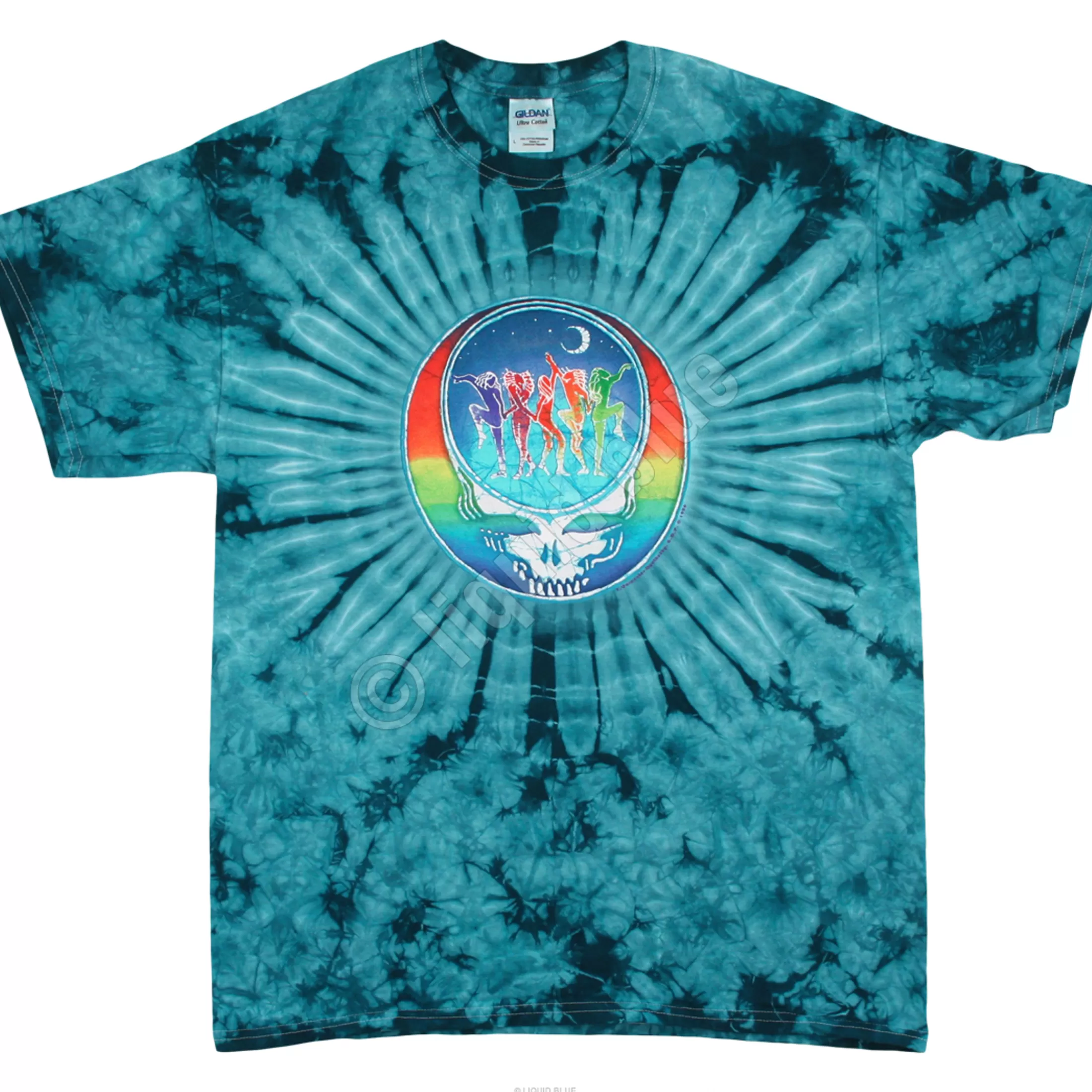 T-Shirt | Grateful Dead<Liquid Blue GD Dancing Face Tie-Dye T-Shirt