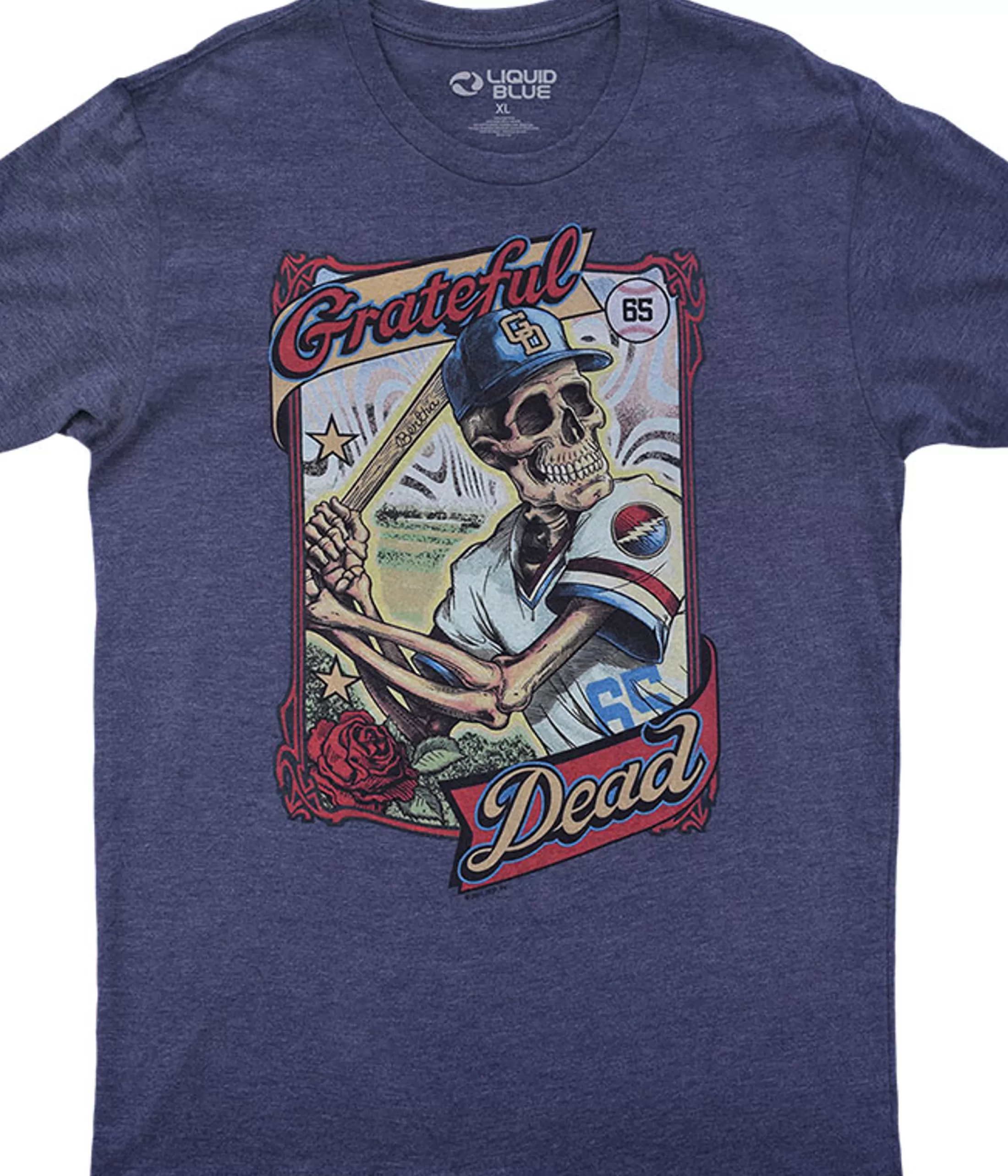 Poly-Cotton T-Shirt | Grateful Dead<Liquid Blue GD On-Deck Dark Blue Heather Poly-Cotton T-Shirt