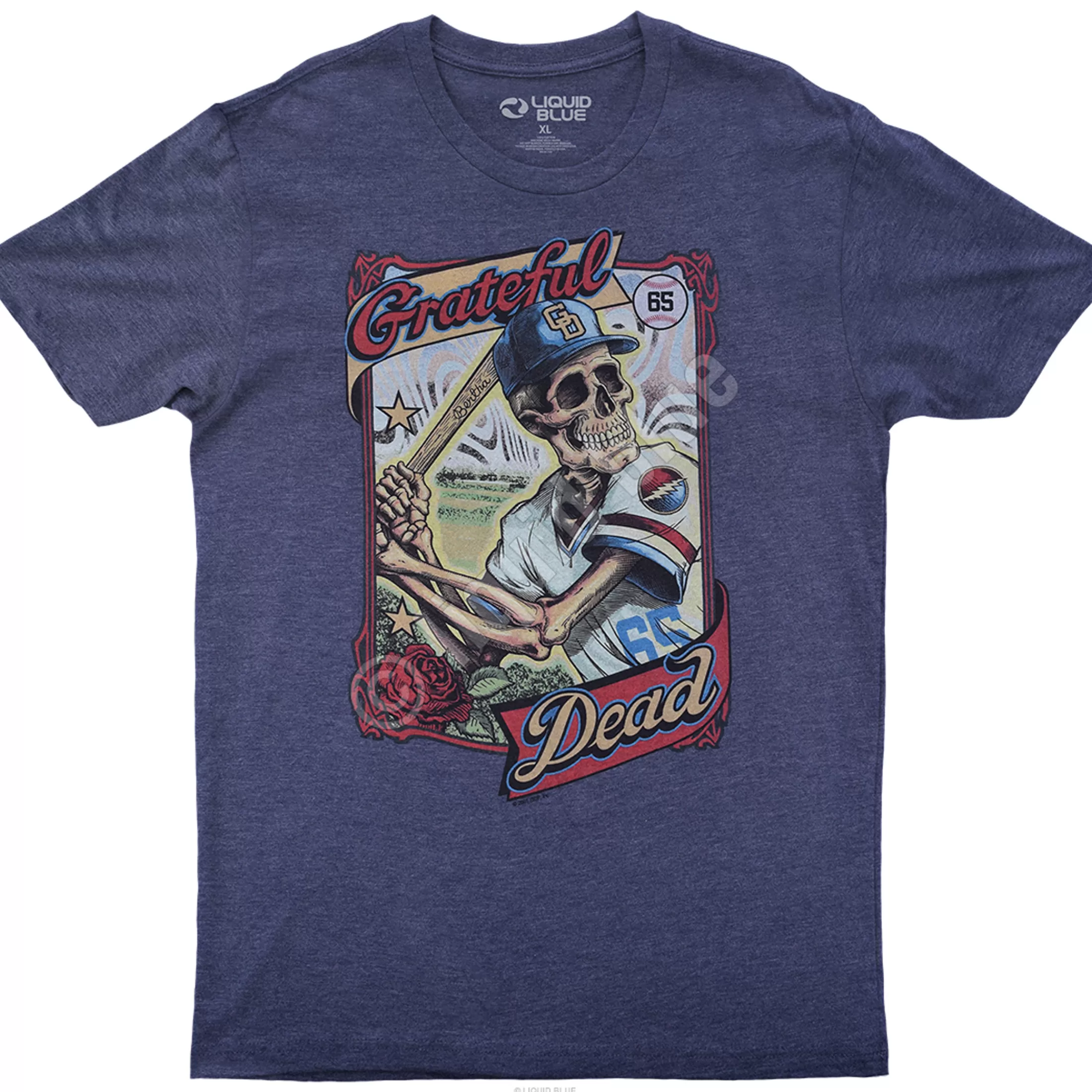 Poly-Cotton T-Shirt | Grateful Dead<Liquid Blue GD On-Deck Dark Blue Heather Poly-Cotton T-Shirt