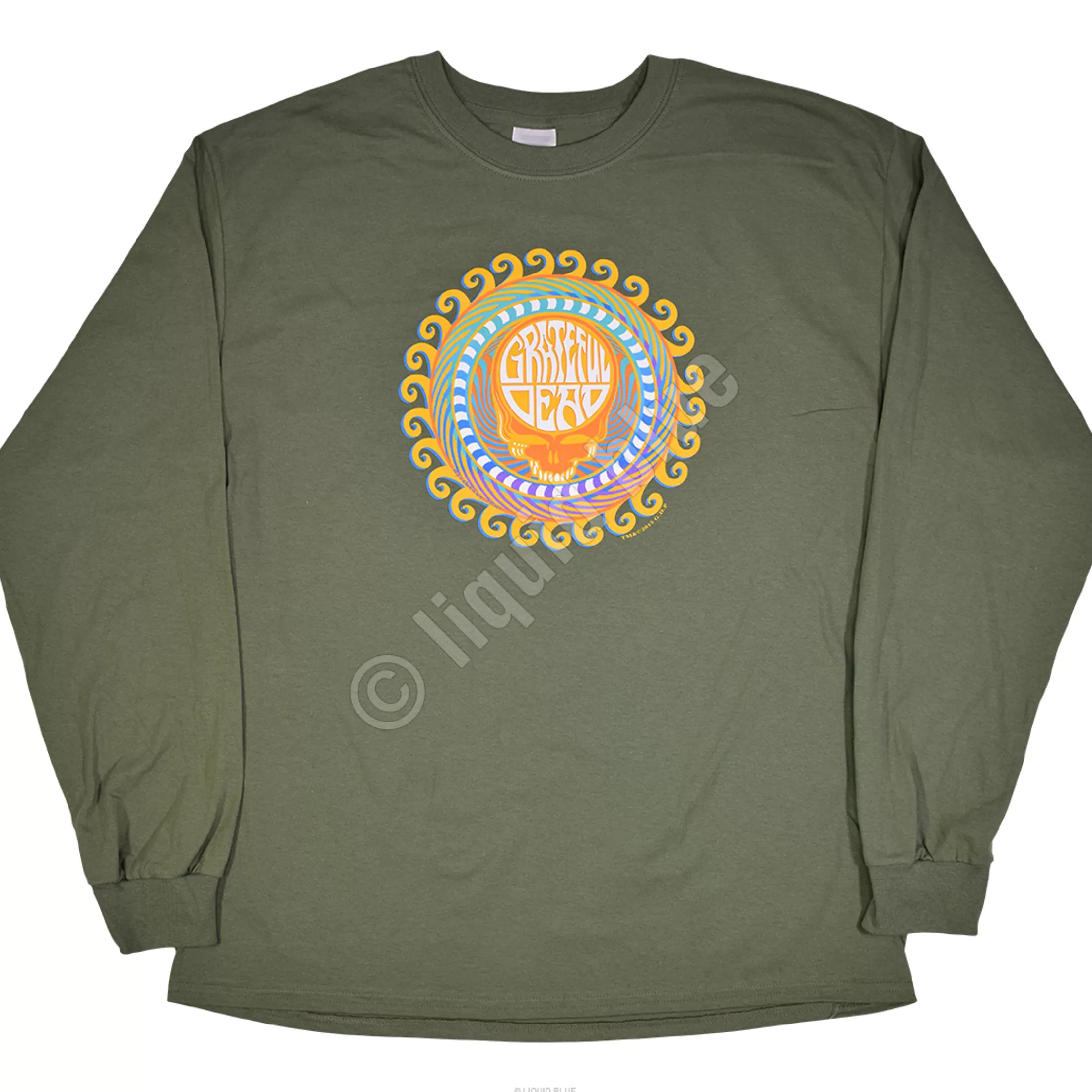 Long Sleeve | Grateful Dead<Liquid Blue GD Orange Sunshine Green Long Sleeve T-Shirt