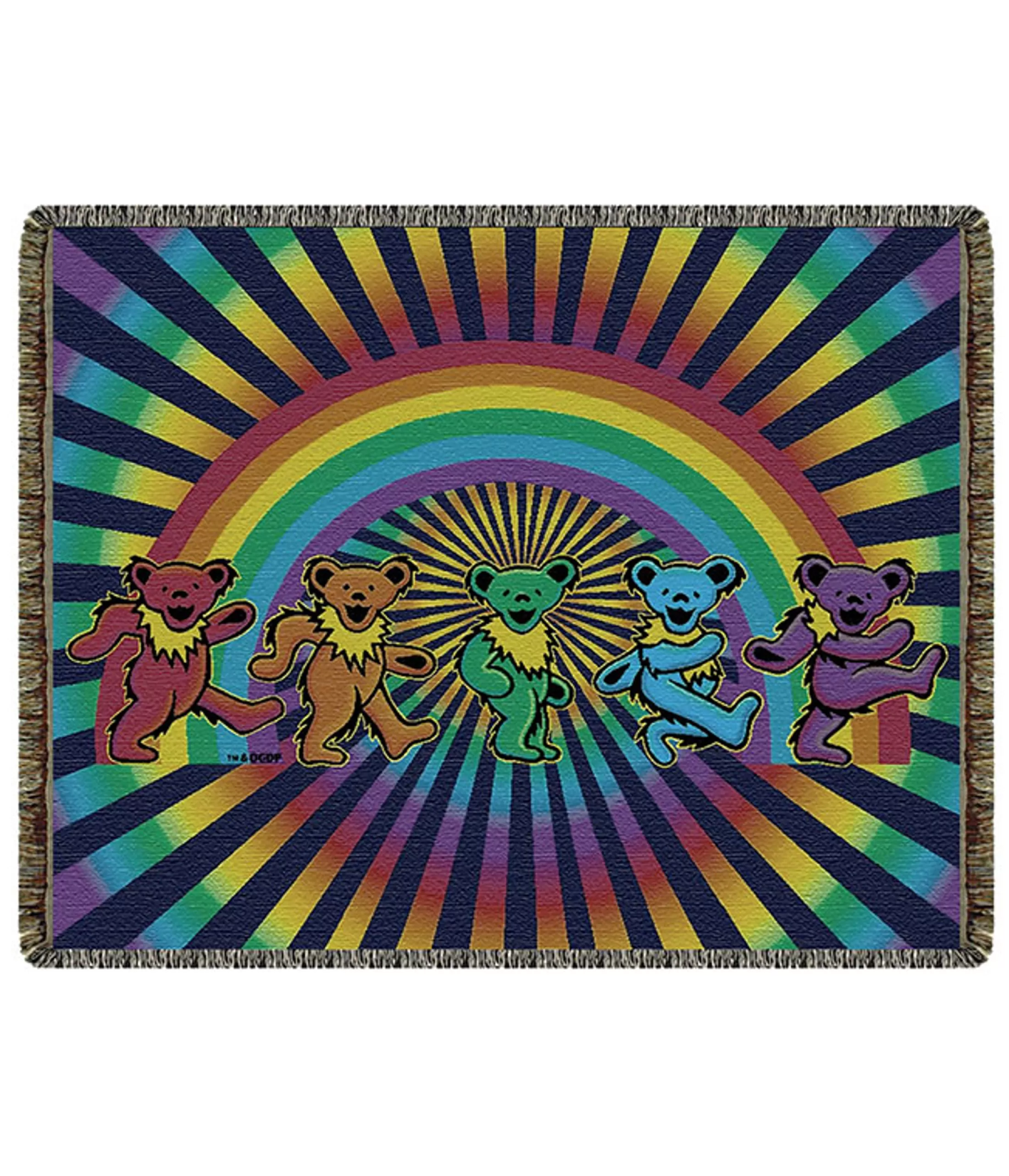 Grateful Dead<Liquid Blue GD Rainbow Bears Woven Blanket