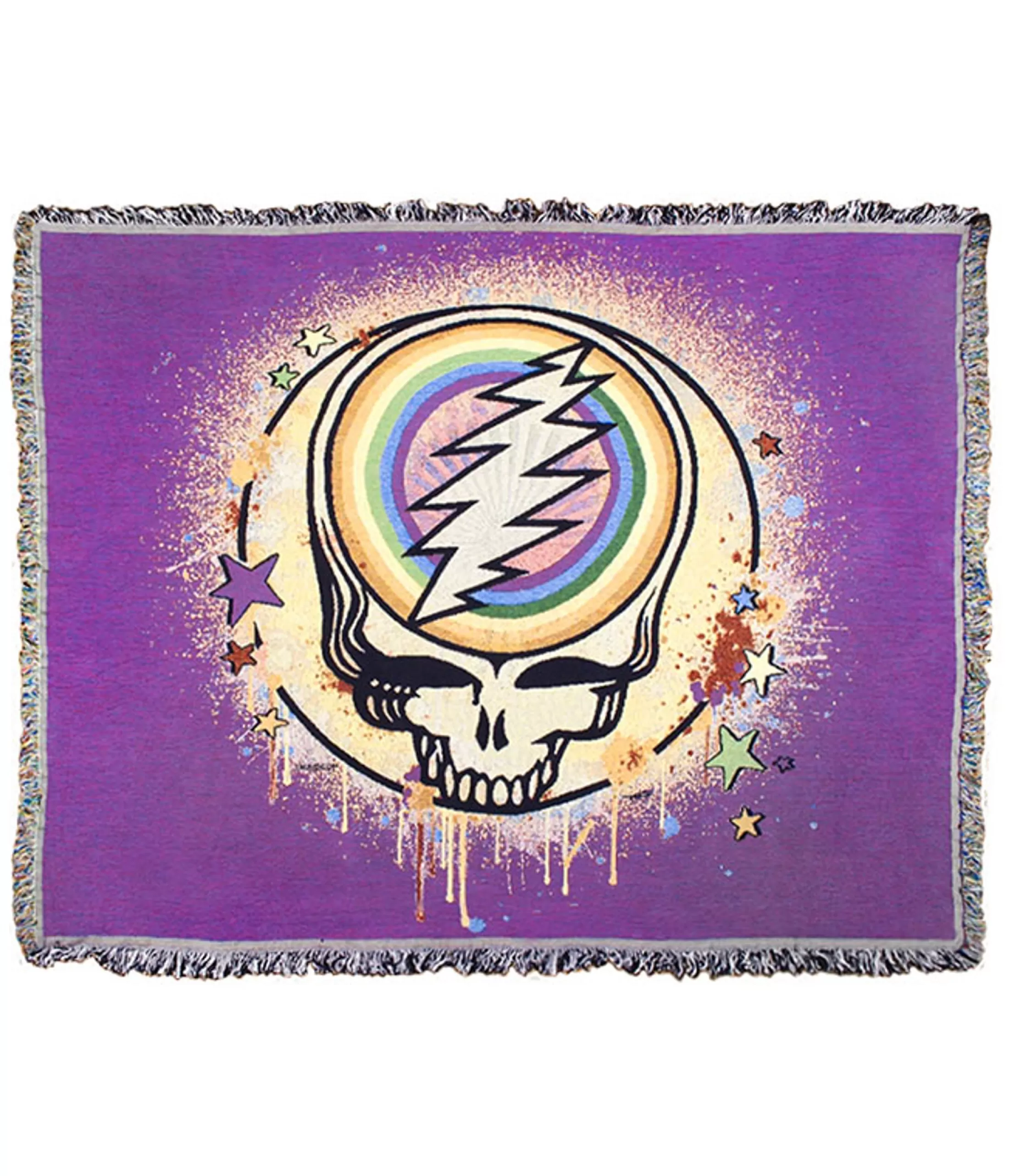 Grateful Dead<Liquid Blue GD Rainbow Splatter Purple Woven Blanket