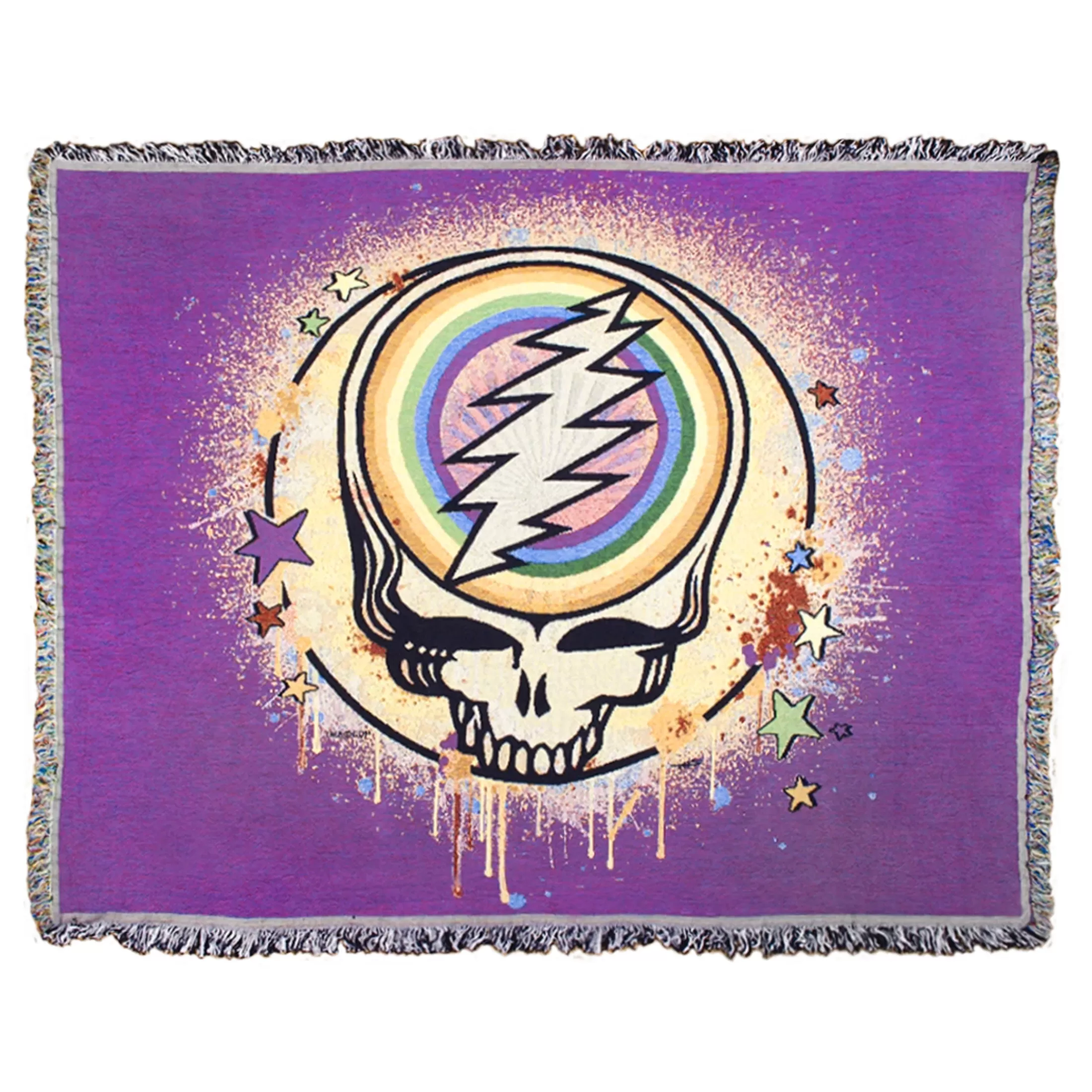 Grateful Dead<Liquid Blue GD Rainbow Splatter Purple Woven Blanket