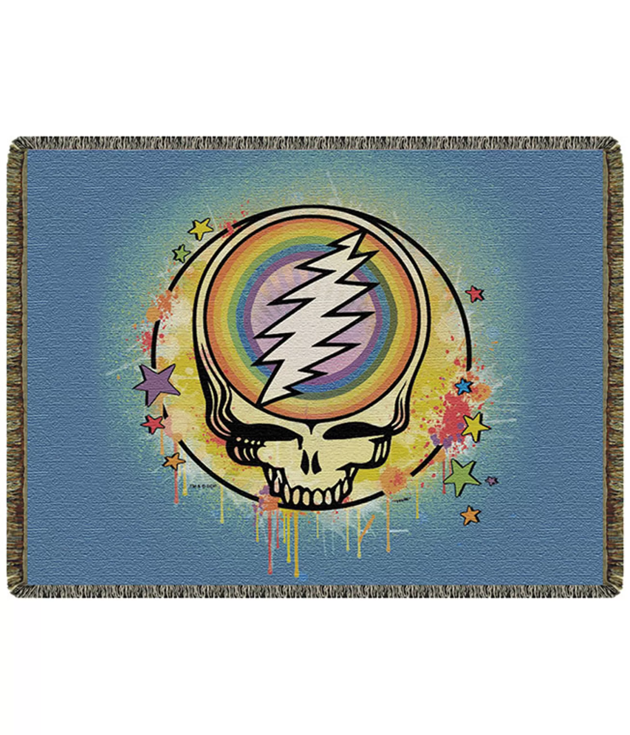 Grateful Dead<Liquid Blue GD Rainbow Splatter Woven Blanket