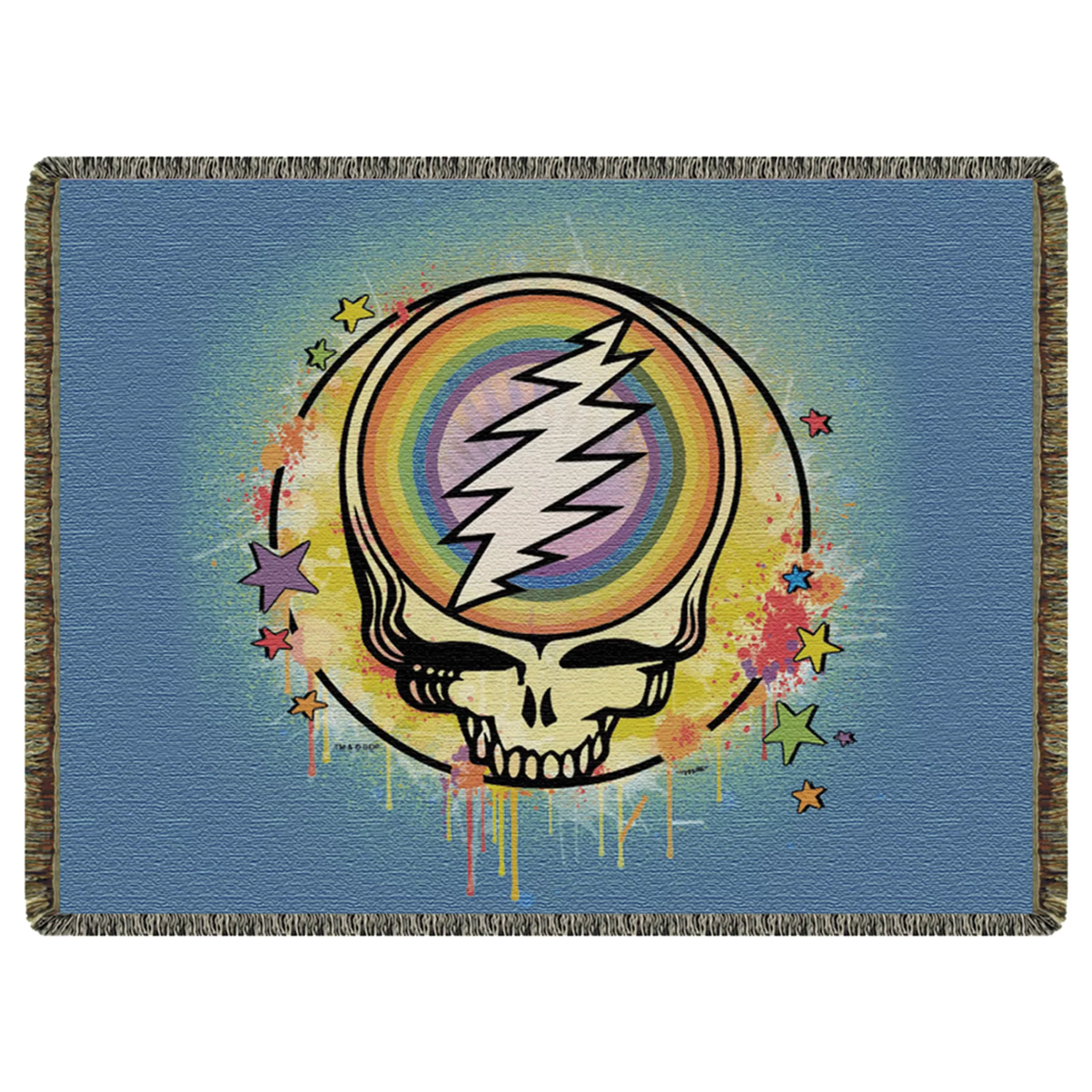 Grateful Dead<Liquid Blue GD Rainbow Splatter Woven Blanket