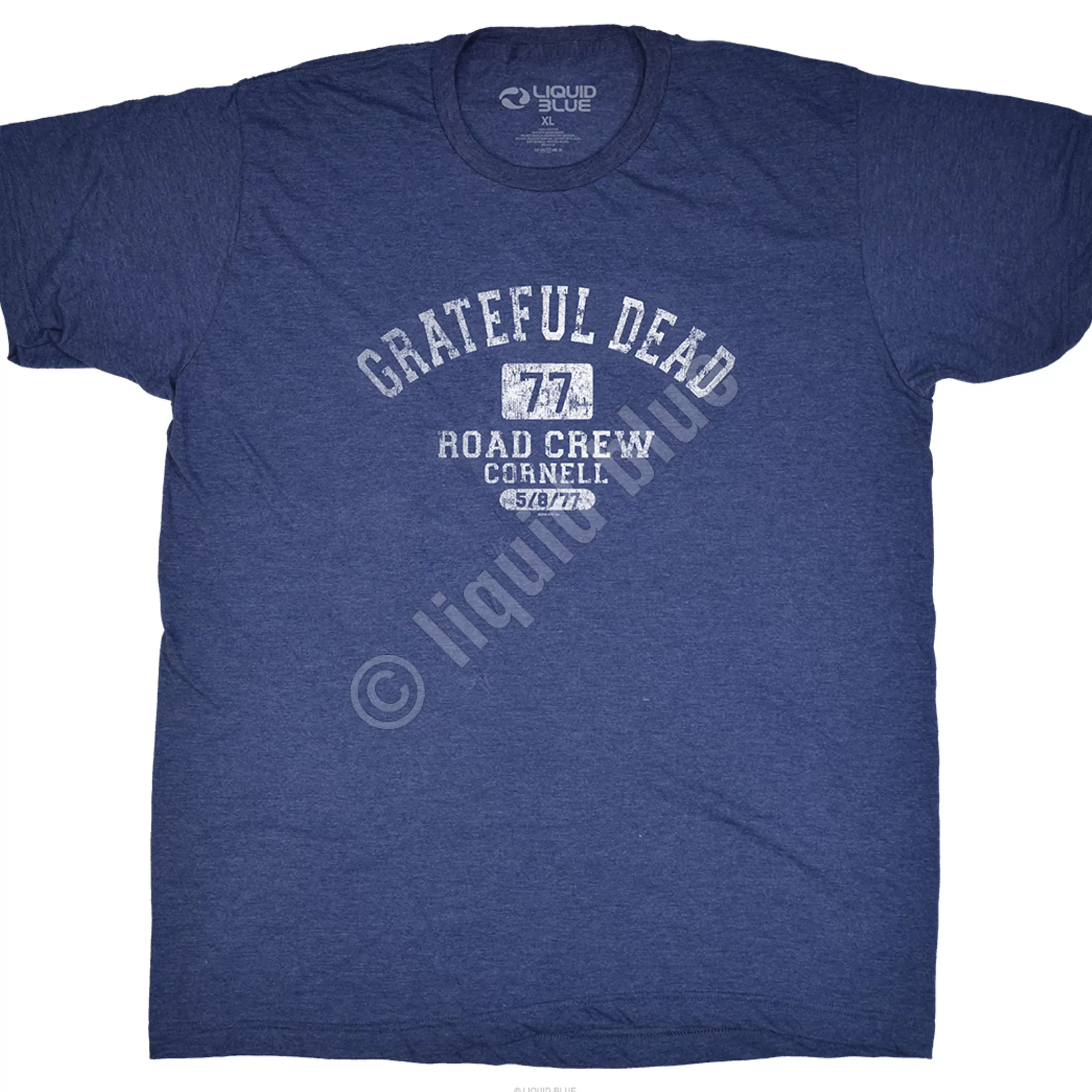 Poly-Cotton T-Shirt | Grateful Dead<Liquid Blue GD Road Crew Navy Poly Cotton T-Shirt