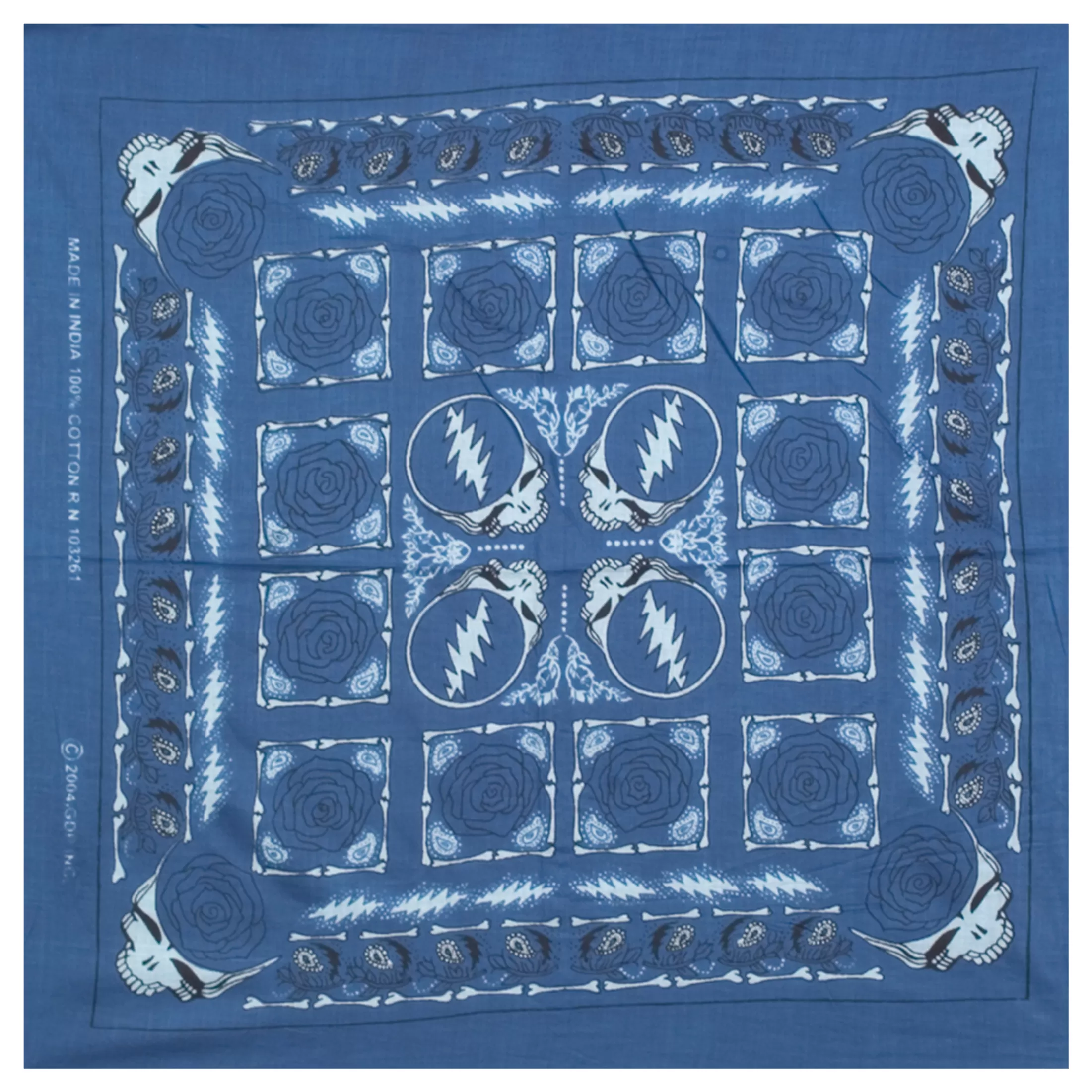 Bandanas | Grateful Dead<Liquid Blue GD Rose Blue Bandana