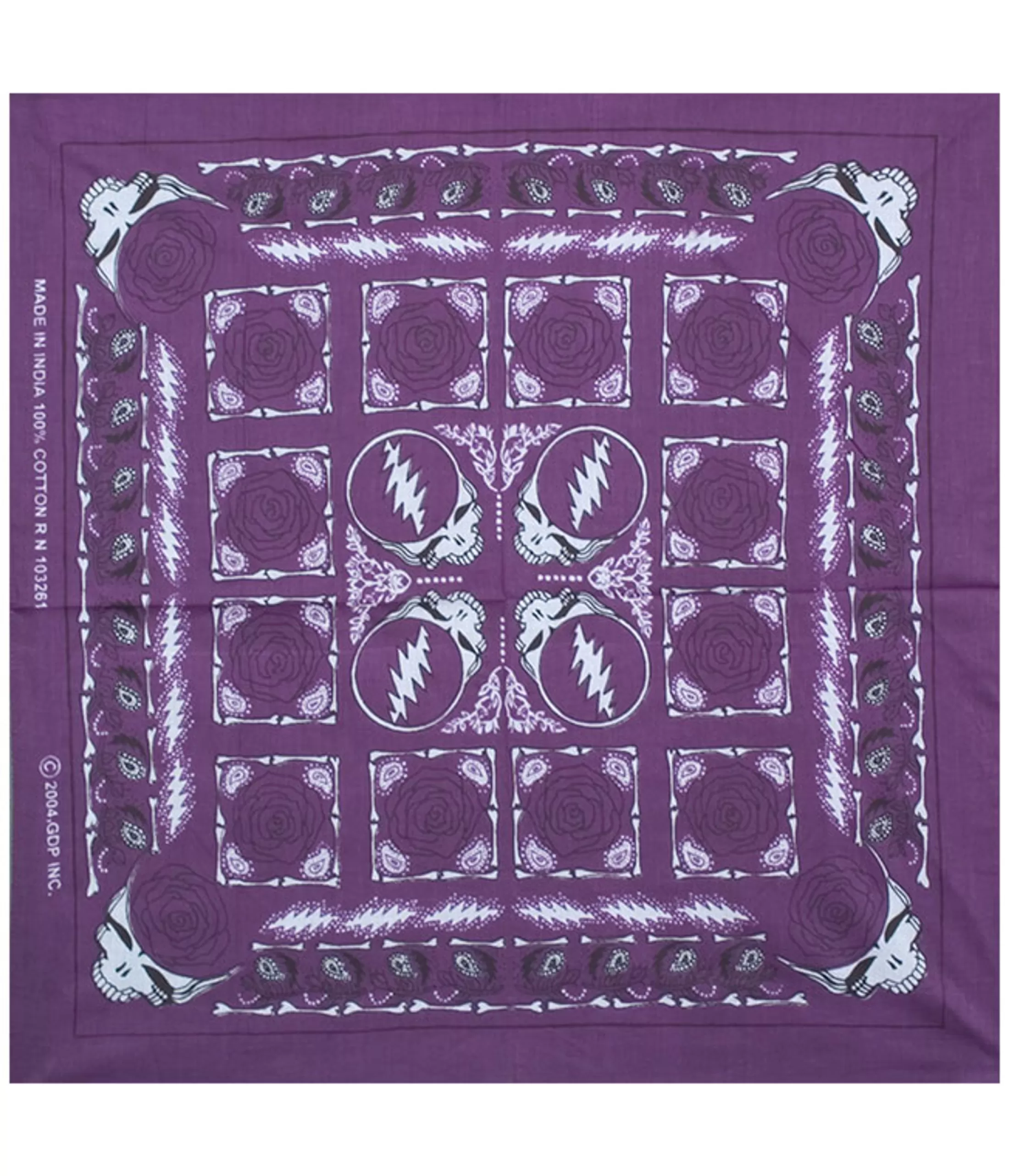 Bandanas | Grateful Dead<Liquid Blue GD Rose Purple Bandana