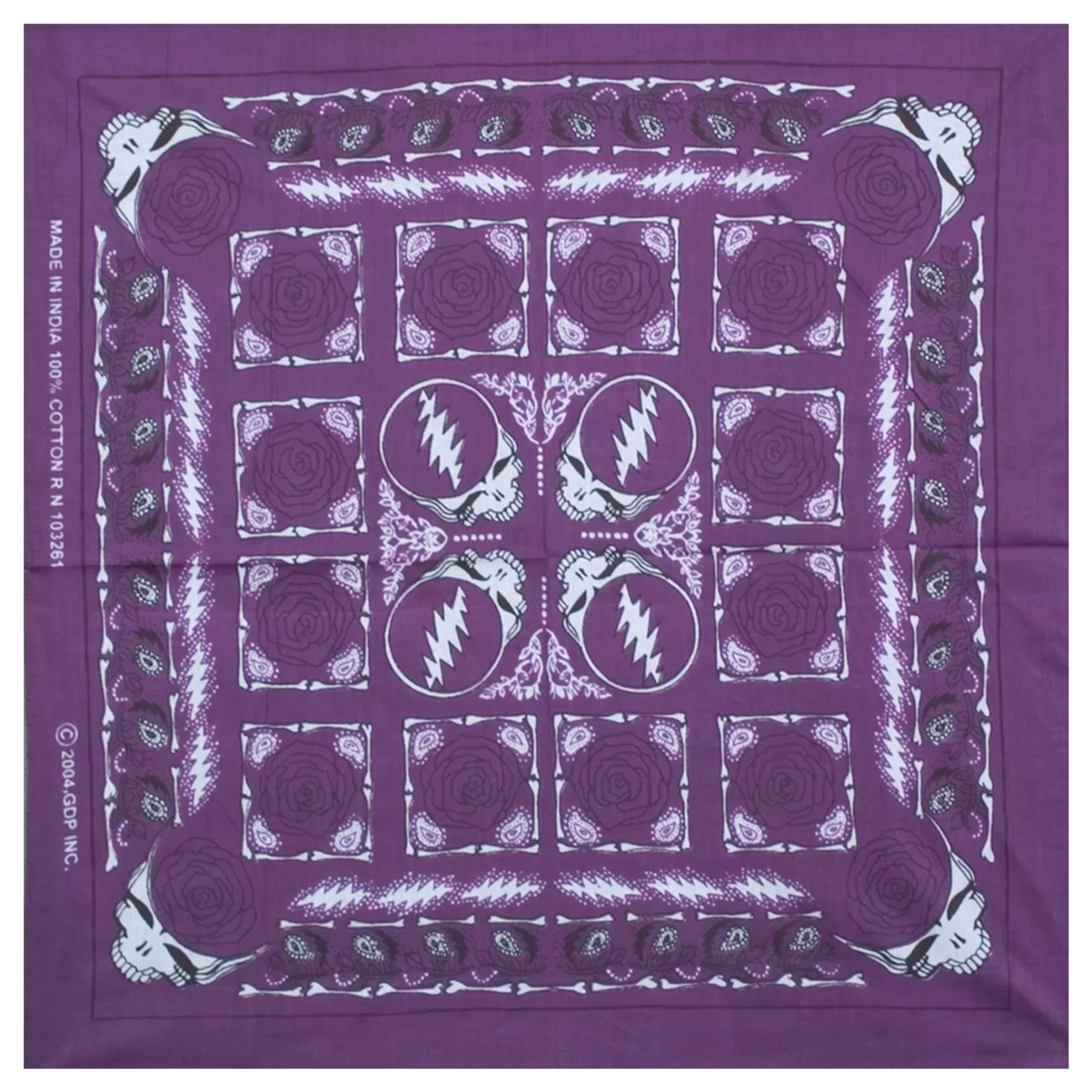 Bandanas | Grateful Dead<Liquid Blue GD Rose Purple Bandana