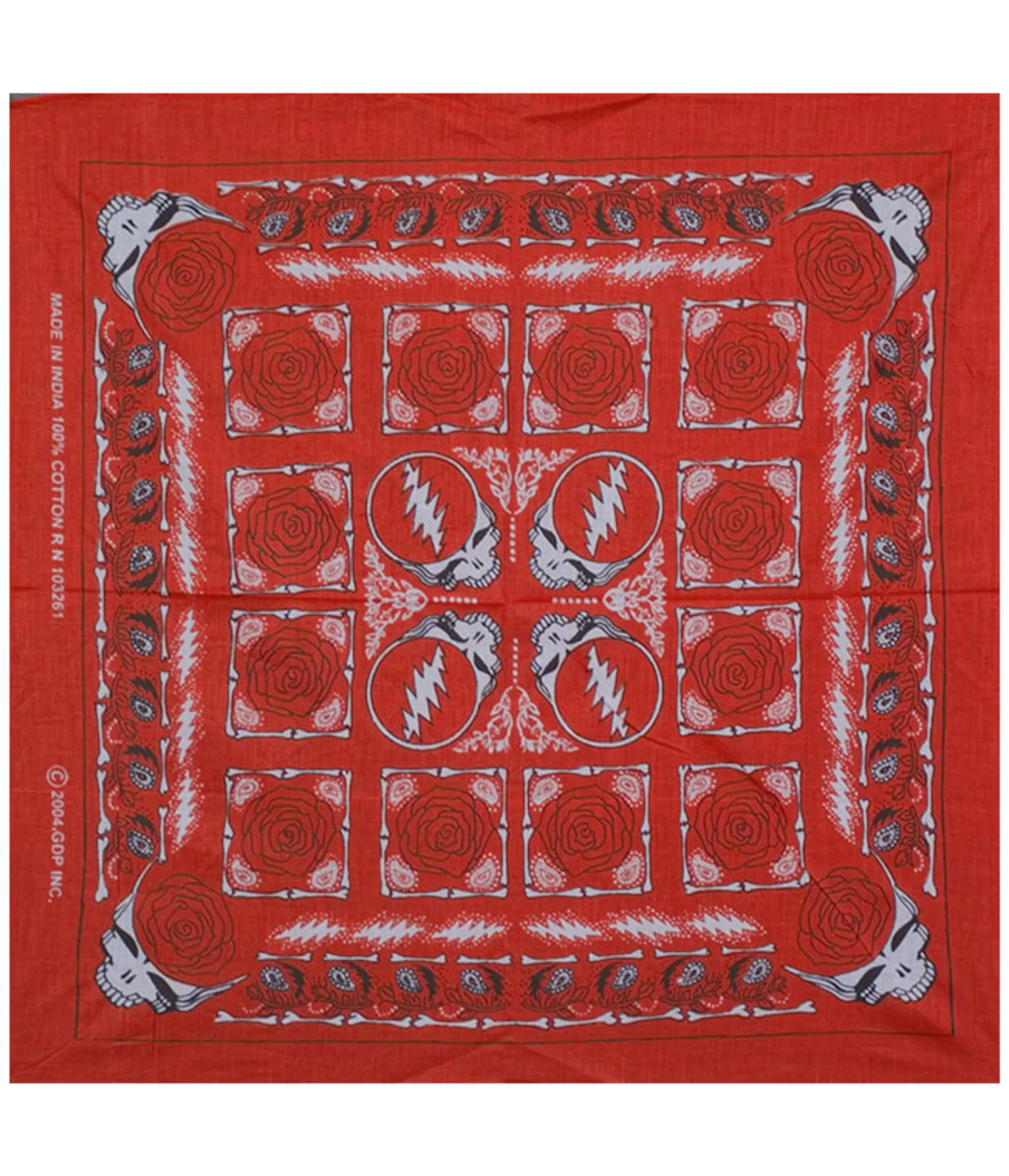 Bandanas | Grateful Dead<Liquid Blue GD Rose Red Bandana