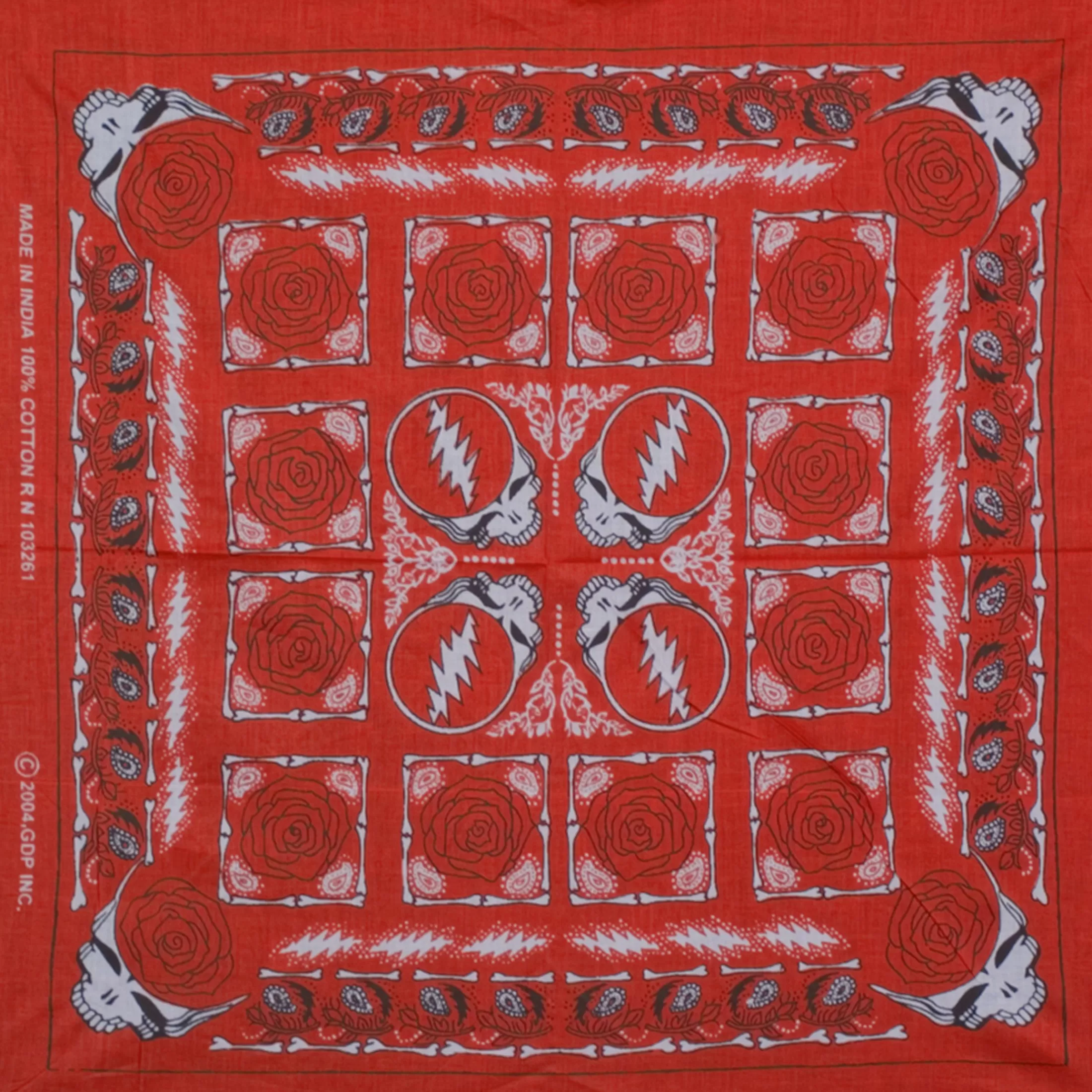 Bandanas | Grateful Dead<Liquid Blue GD Rose Red Bandana