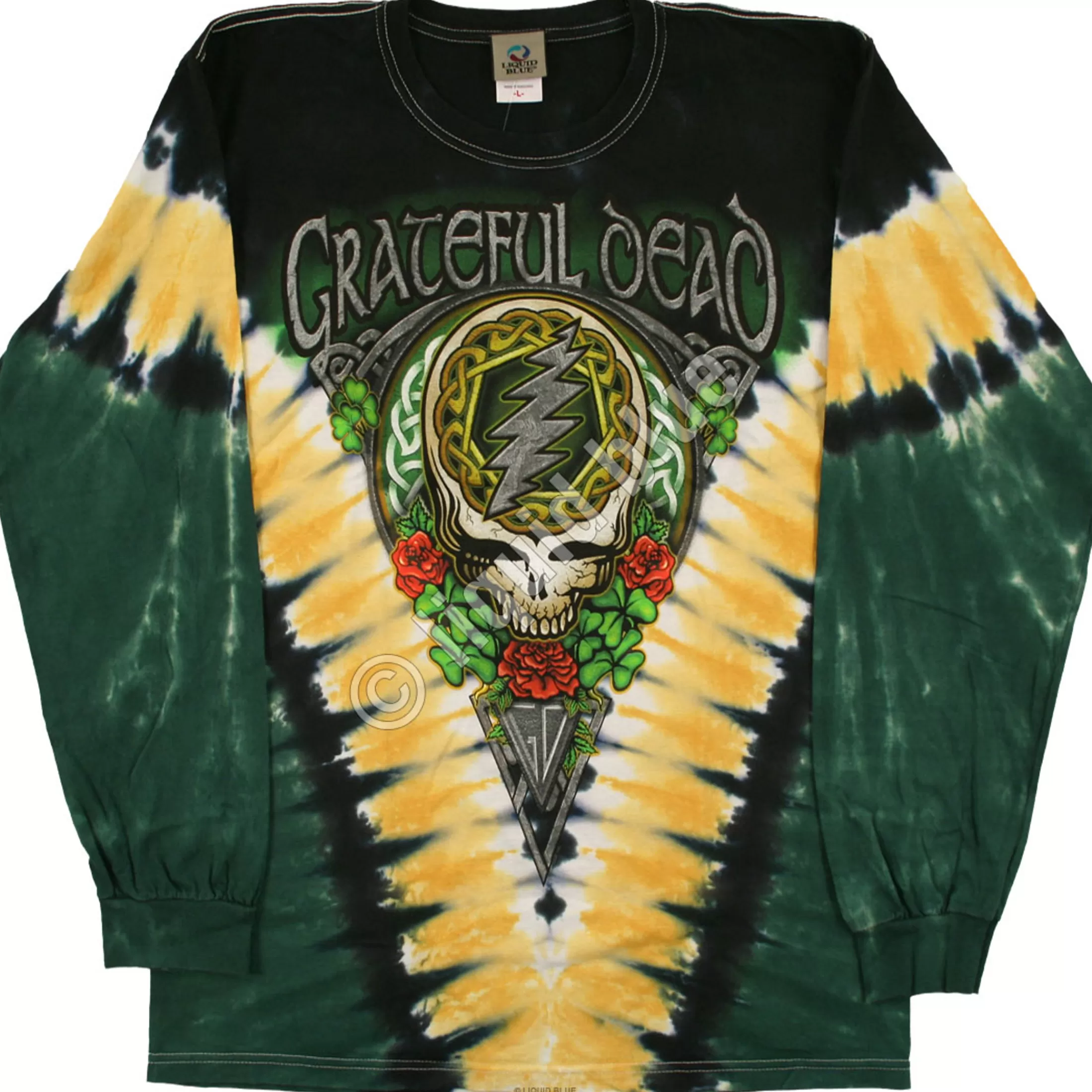 Long Sleeve | Grateful Dead<Liquid Blue GD Shamrock V Tie-Dye Long Sleeve T-Shirt